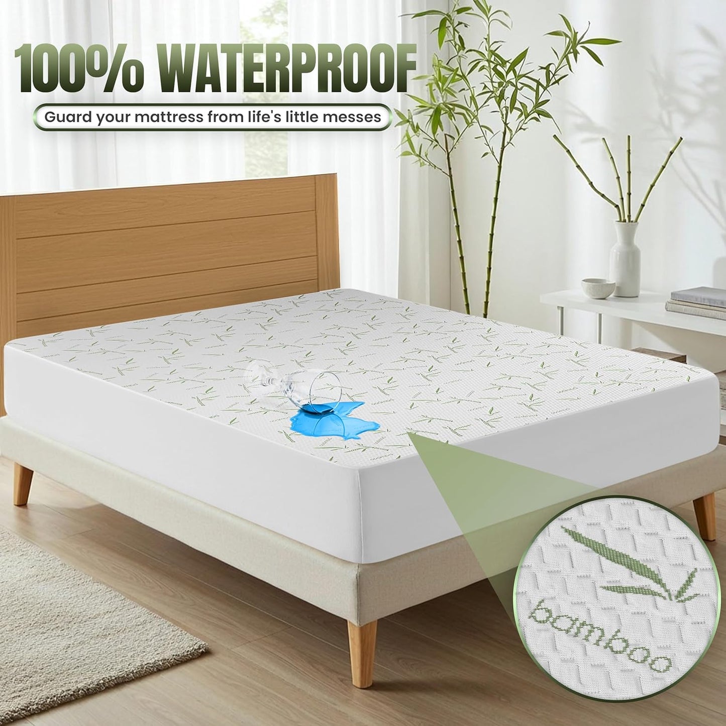 Utopia Bedding Waterproof Mattress Protector - Premium 200 GSM Bamboo Viscose | Twin Size, Soft & Breathable