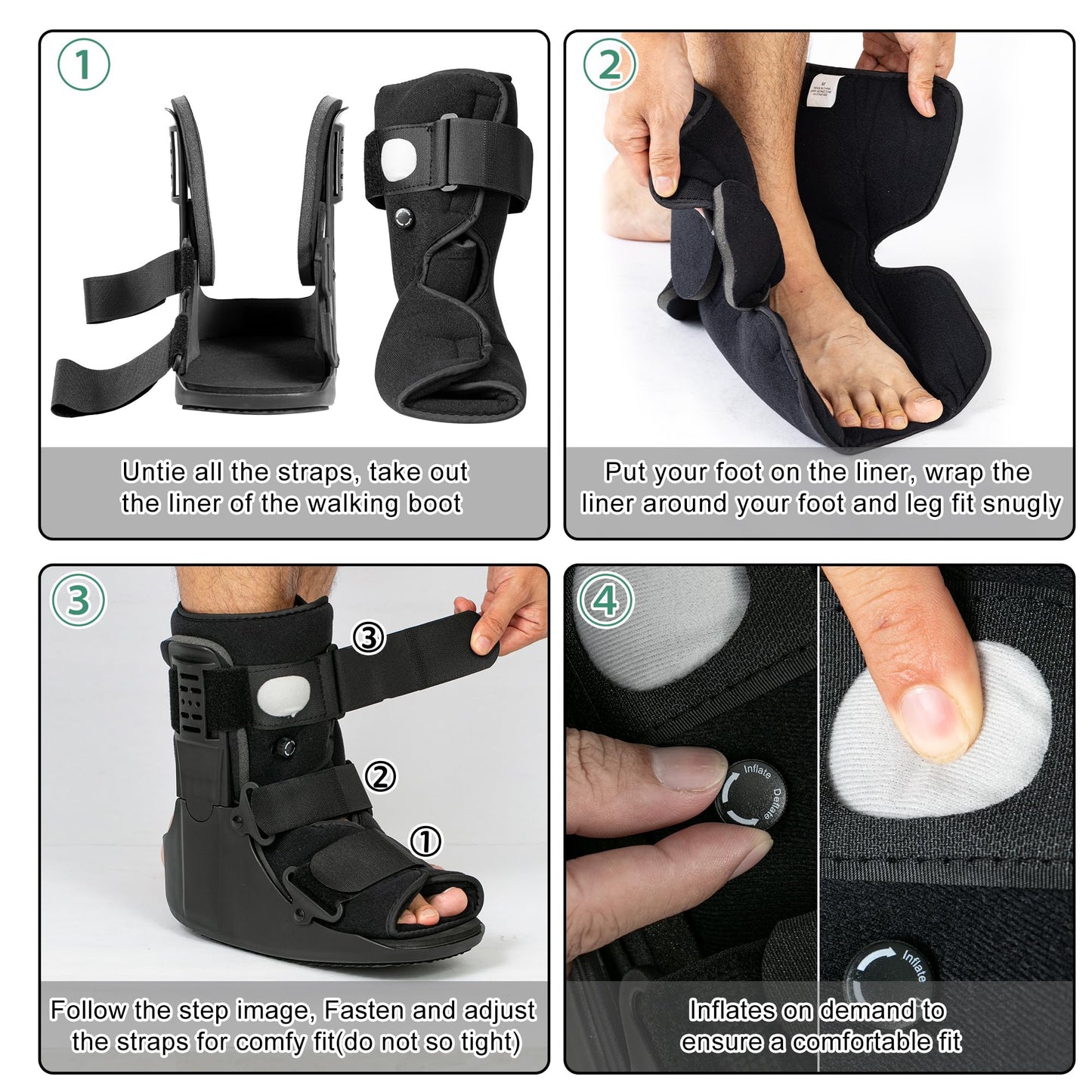 Jewlri Air Walking Boot, Fracture Boot Short Walker Protection Fits Left or Right Foot Ankle Support for Injuries Fractures Sprains Black M