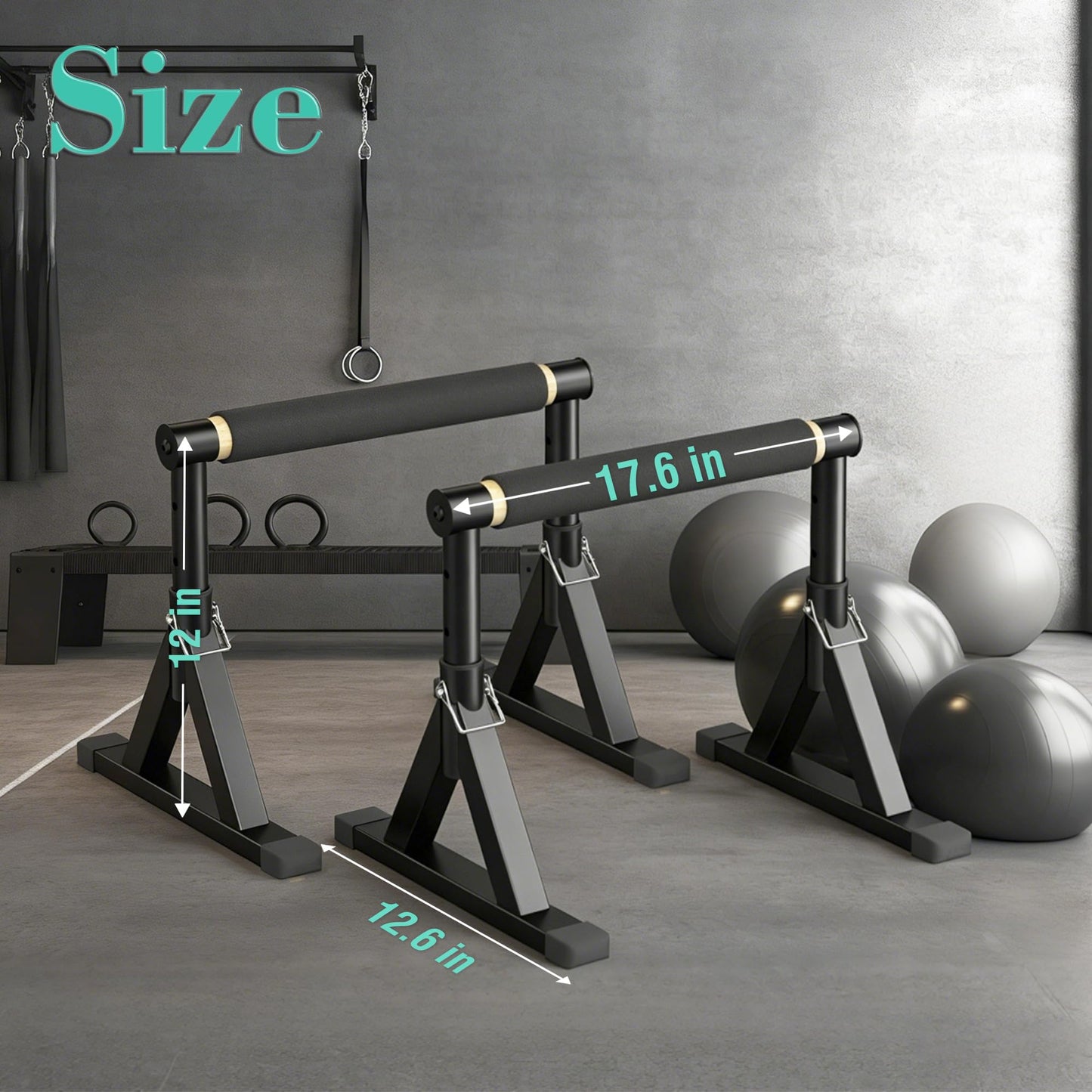 10-14'' Wooden Parallel Bar and Dip Bar with Adjustable Height and Non-Slip Handles, Rock-Free Fitness Equipment for Handstands, L-Sits, Gymnastics and Strength Training for Home Gym, 600lbs Capacity