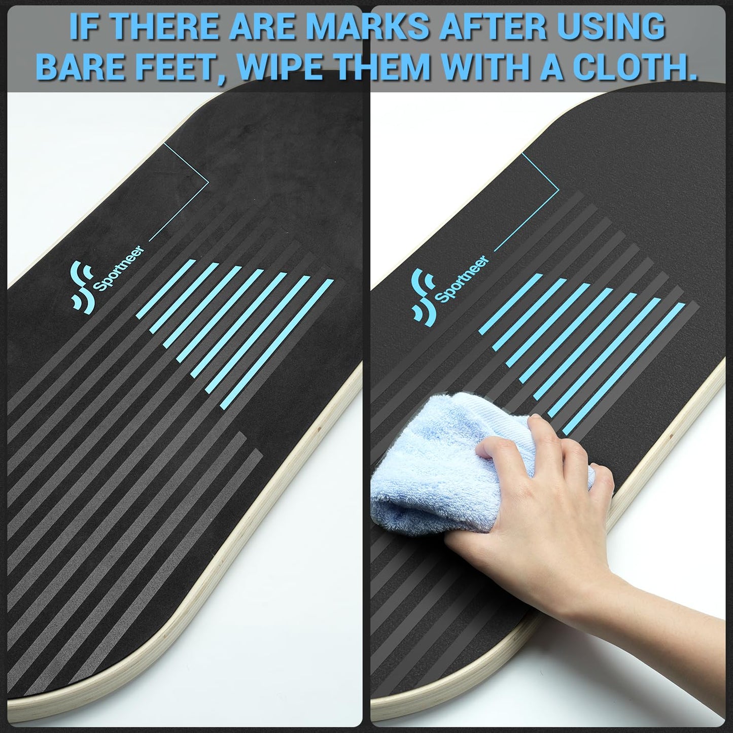 Sportneer Balance Board - Wooden Wobble Board Trainer with 7 Modes, Roller & Ball for Stability & Core Strength Training, Ankle Strengthener for Surf, Snowboard & Home Fitness