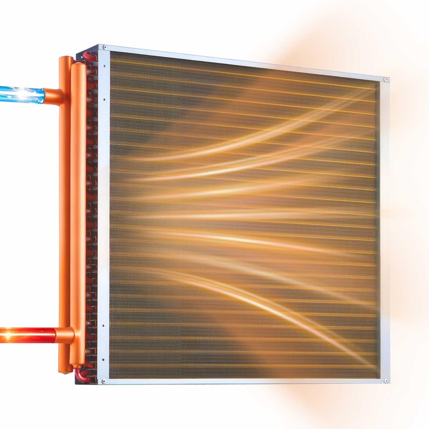 VEVOR Water to Air Heat Exchanger, 24 x 24 in Finned Tube HVAC Heat Exchanger Coil with Copper Tubes & Aluminum Fins, 225K BTU Output for Outdoor Wood Furnace, Hydronic Heating & Cooling Systems