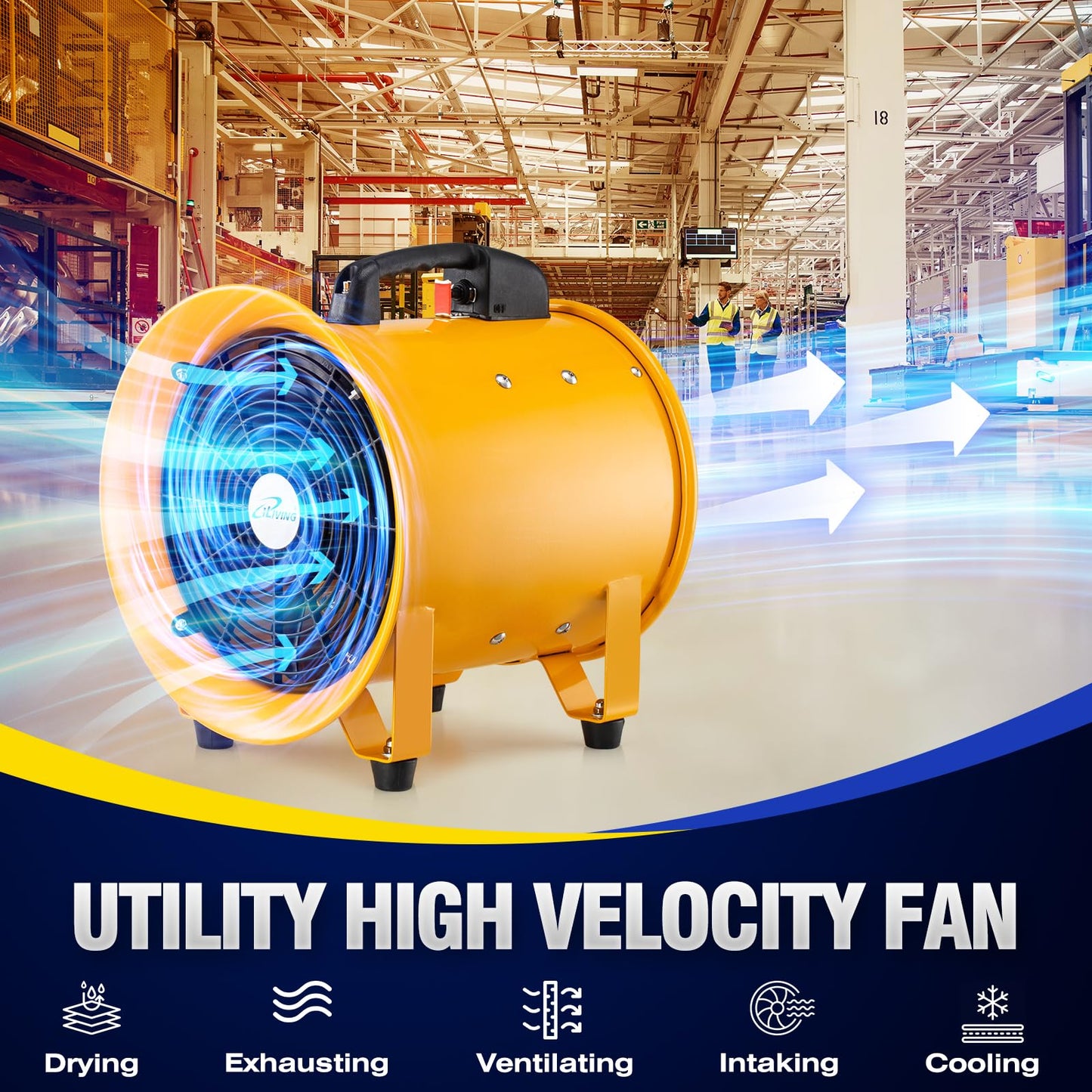 iLiving Utility High Velocity Blower, Fume Extractor, Portable Exhaust and Ventilator Fan (Utility 12")
