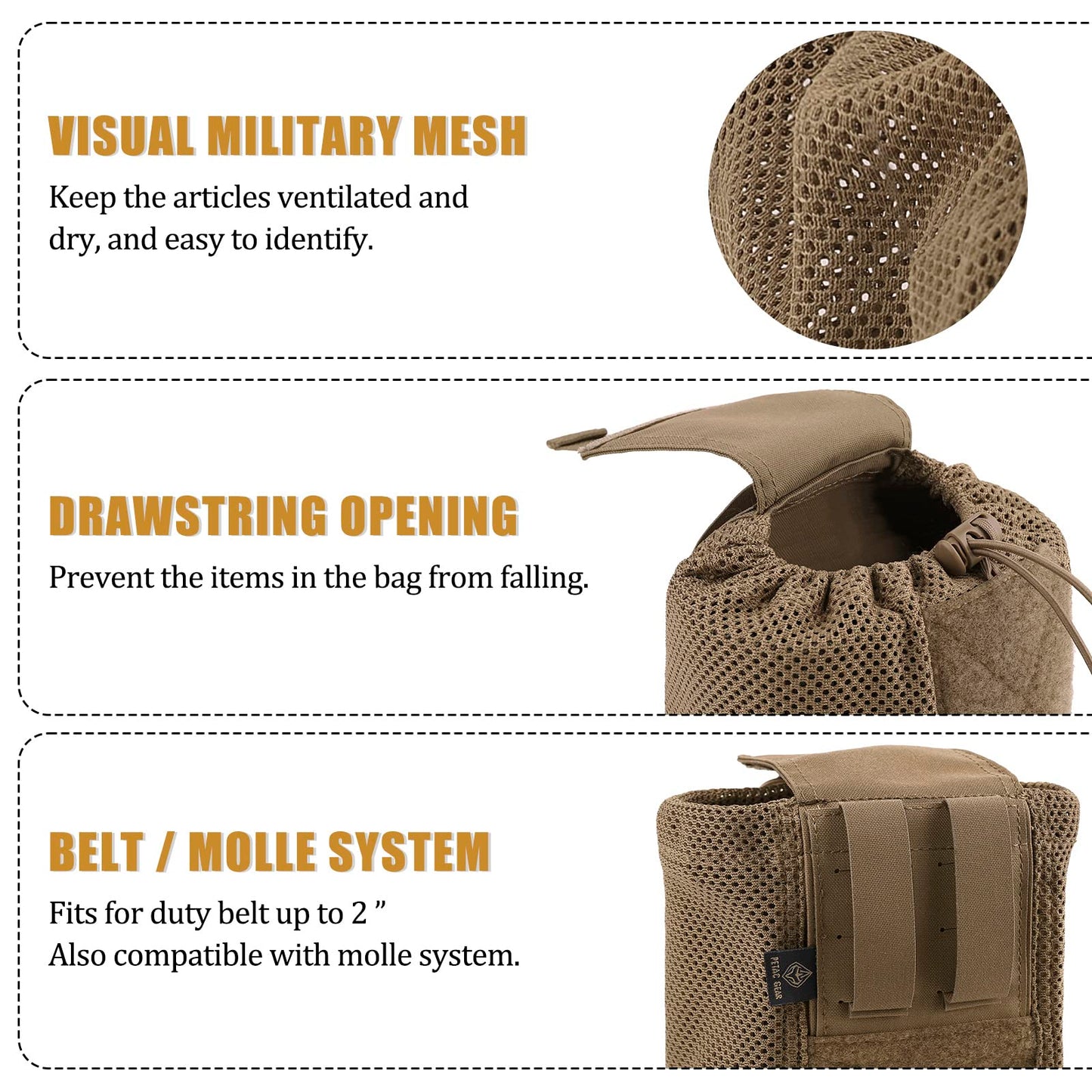 PETAC GEAR Dump Pouch,Molle Drawstring Mag Pouches,Roll Up Foldable Tactical Recovery Tool Pack,EDC Drop Net Storage Bag (Coyote Brown) …