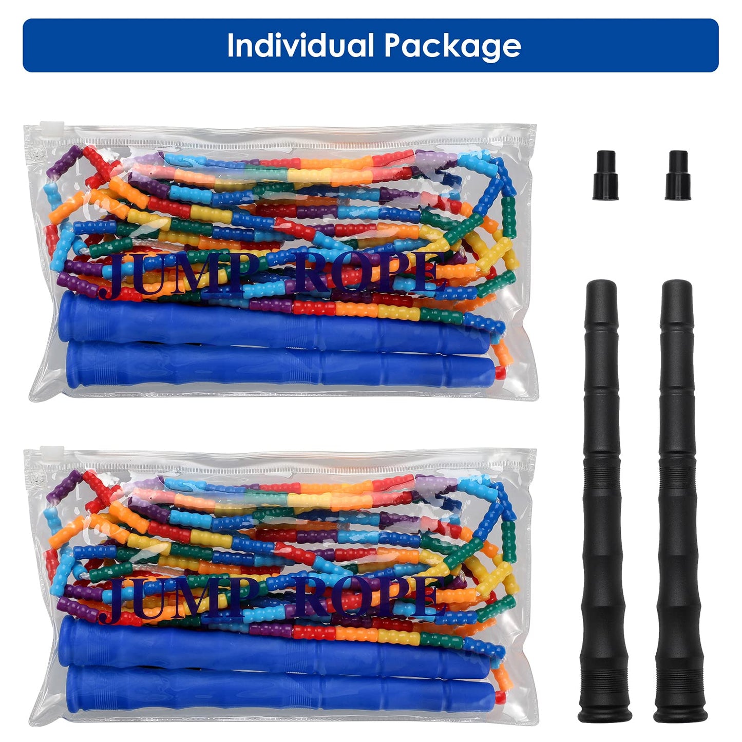 Kingcolor Double Dutch 16 FT 2 Pack Long Jump Rope, Plastic Segmented Beaded DIY Rope, Suitable for Children and Adults, Long Enough for 5-6 Jumpers (Blue)
