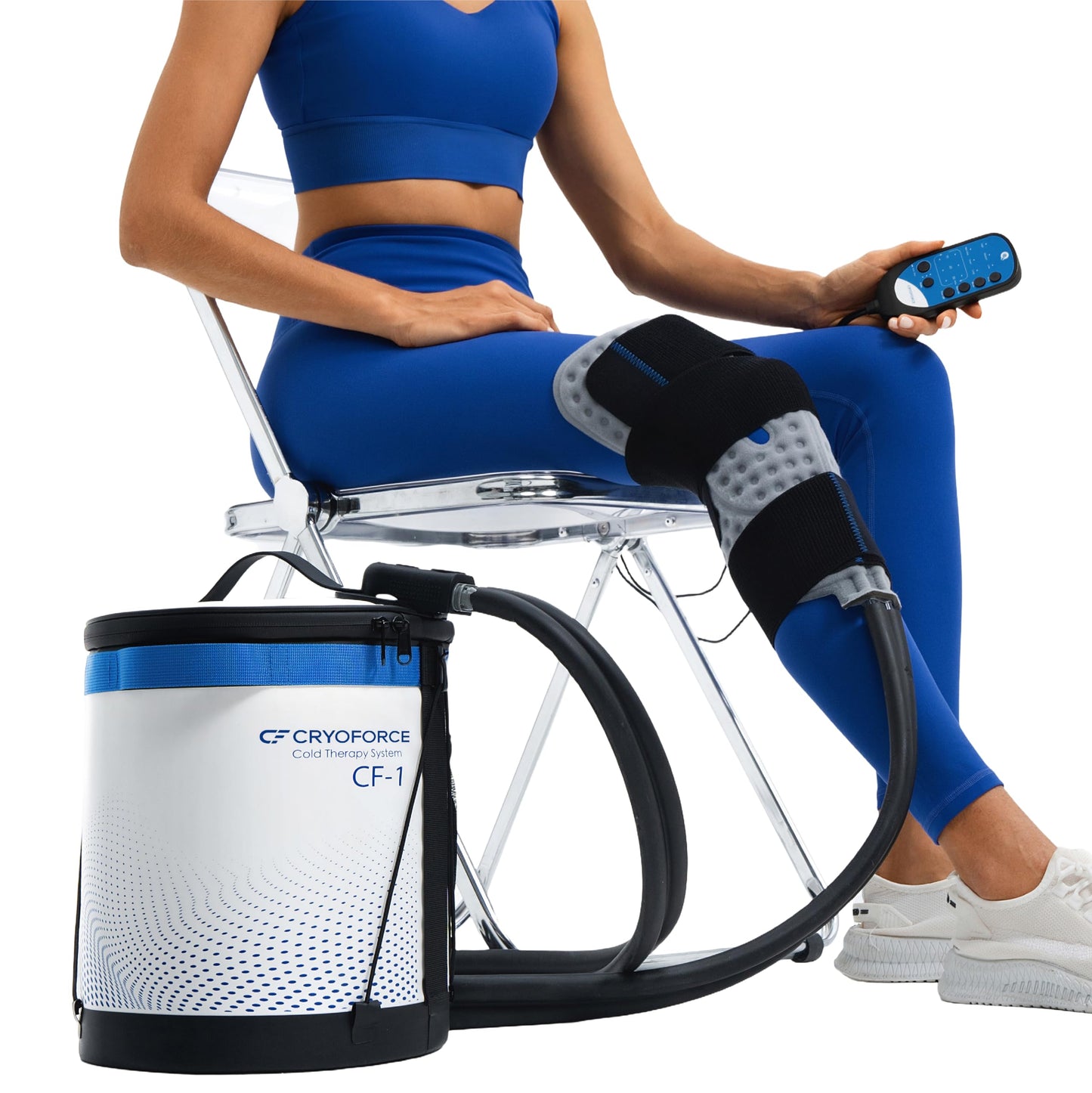 CF-1 Cold Therapy Machine for Knee Surgery Recovery, Quiet Ice Therapy System for Home Bedside Overnight Use with Programmable Timer, Large Capacity Cooling for ACL, TKR, Knee Replacement