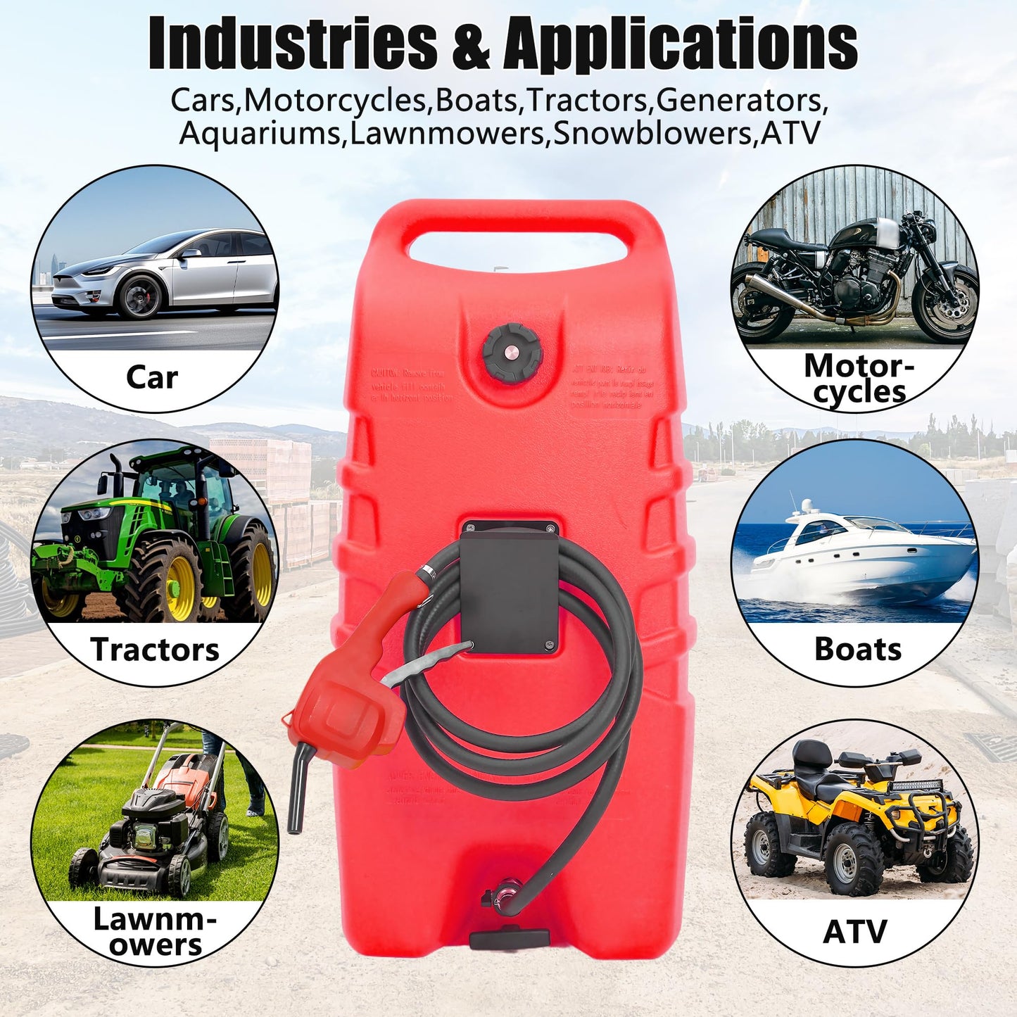14 Gallon Portable Fuel Caddy with Wheels, Gasoline & Diesel Storage Tank, Heavy-Duty Fuel Transfer Tank with 10FT Rubber Hose, Manual Siphon Pump, Dual Shut-Off Valves, Gas Can for Cars, ATV, Boat, Lawn Equipment