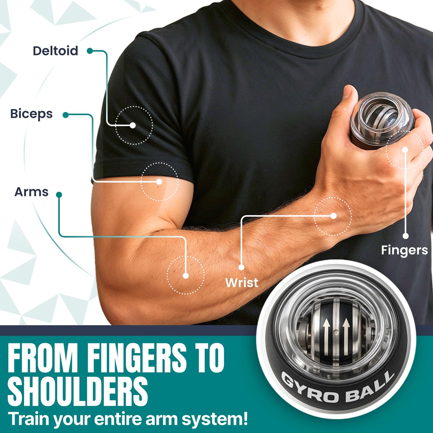 Nexfit Torque Ball Hand Exerciser - Wrist Power Gyro Ball & Forearm Exerciser – Premium Wrist Strengthener for Fitness, Rehab, Stress Relief & Dexterity Training – Portable, Gift-Ready for Adults (Black)
