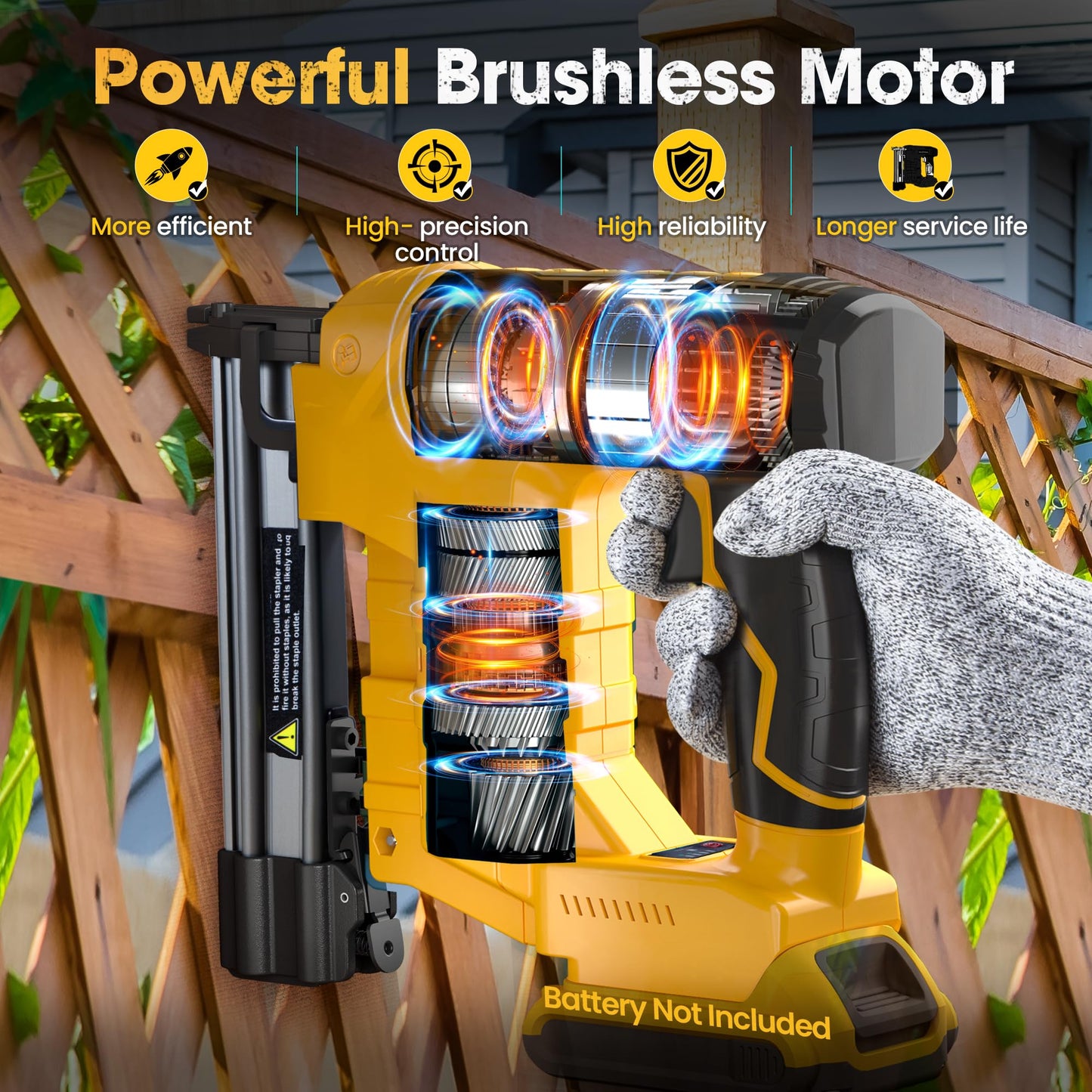 18GA Cordless Brad Nailer & Staple Gun - Compatible with Dewalt 20V Battery - 2-in-1 Brushless Nail Gun with 1000 Nails & Staples - Professional Home Improvement Tool(No Battery)