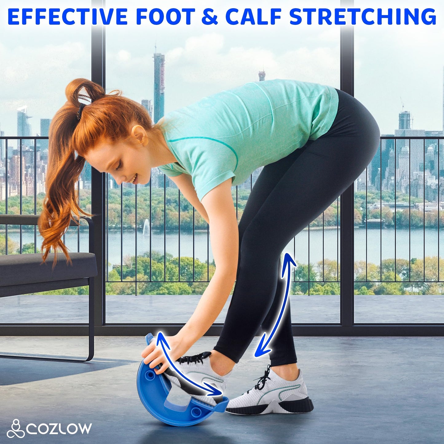 Cozlow Calf Stretcher & Foot Rocker (Blue), Effective Feet Stretching for Ankle Strengthening & Enhanced Flexibility, Pain Relief for Plantar Fasciitis, Achilles Tendonitis, Heel Spurs & Tight Calves