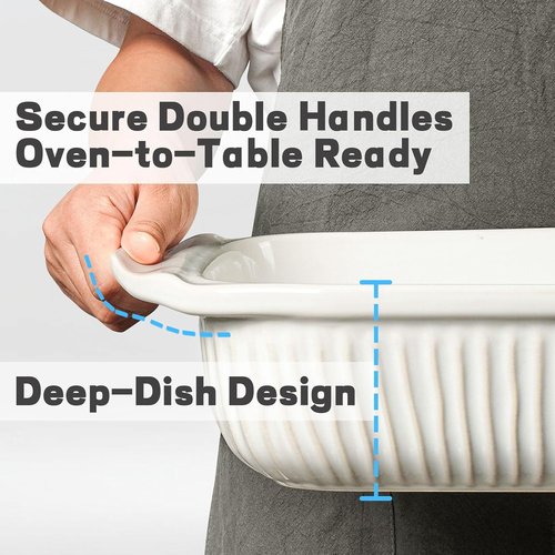 Artena Casserole Dishes - Large Ceramic Baking Dish Set with Handles | 3-Piece Bakeware (5.1Qt/2.3Qt/1.1Qt)