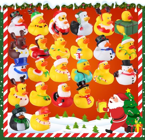 Advent Calendar 2025 - 24 Days of Fun Rubber Duck Set | Perfect Christmas Gifts for Kids Ages 3-6