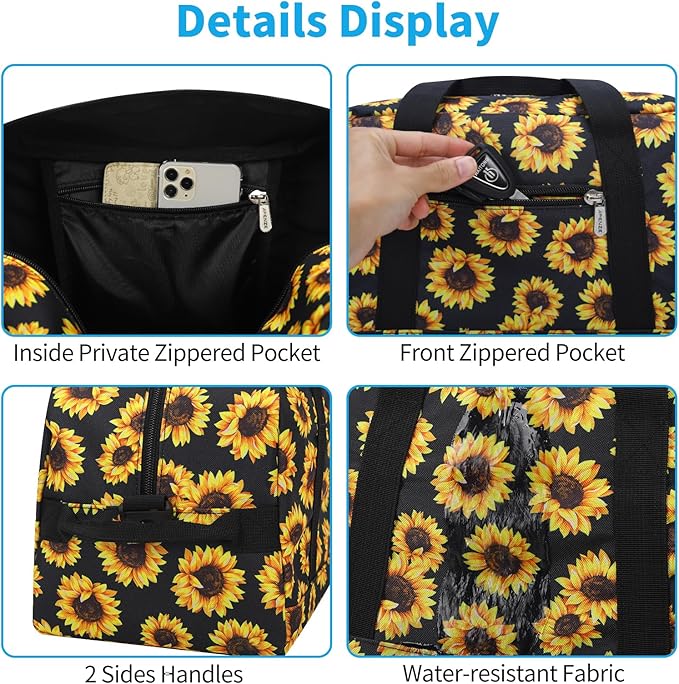 Small Gym Bag 14 inch lightweight Carry On Mini Duffel Bag for Travel Sport - Sunflower