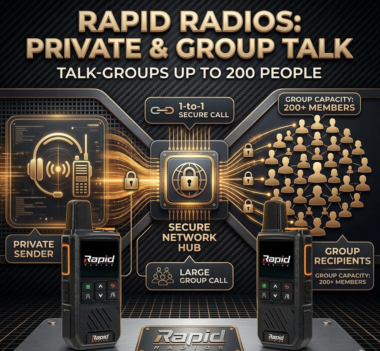 Rapid Radios Nationwide LTE Walkie-Talkie - Two-Way Radio - Unlimited Range POC Two Way Radios Set