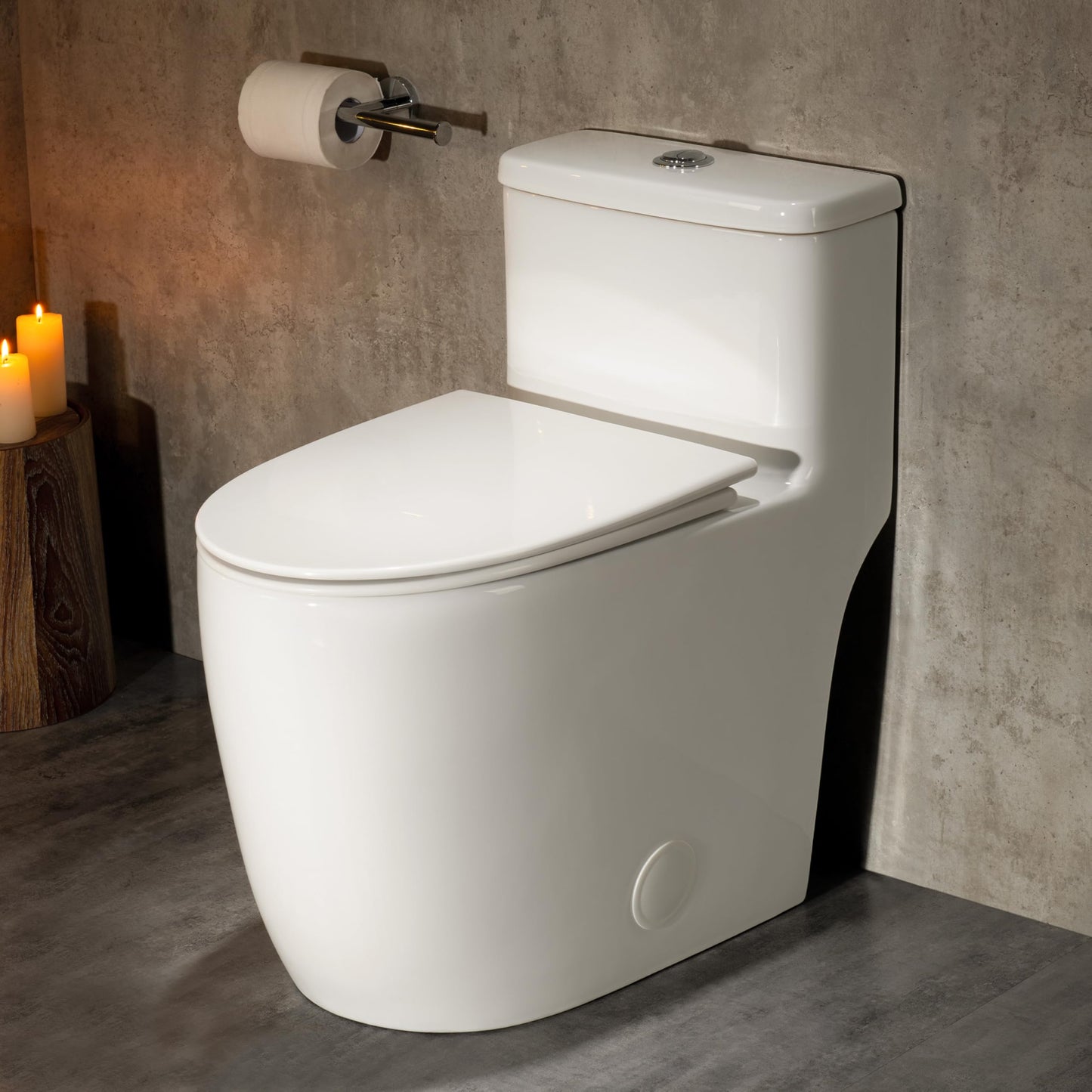 Casta Diva One Piece Toilet Elongated with 17.5" ADA Height Comfort Chair Seat Compact Modern Toilets for Bathroom, Dual Flush High Efficiency 1.0/1.28 GPF & MAP 1000g, 12'' Rough-in, White