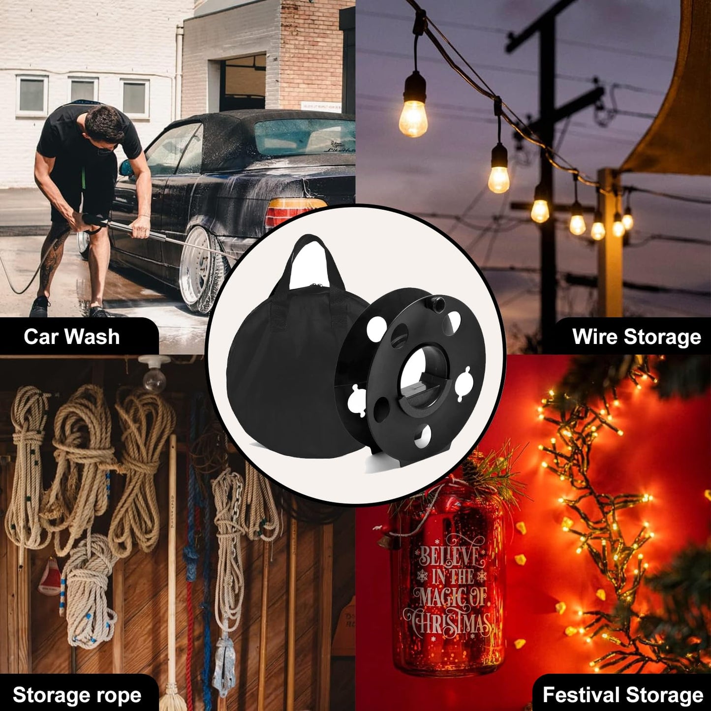 GarfatolRv Portable Heavy Duty Cord Storage Reel 1 Pack Easy to Use with Center Rotating Handle 100 Feet for Outdoor Activities