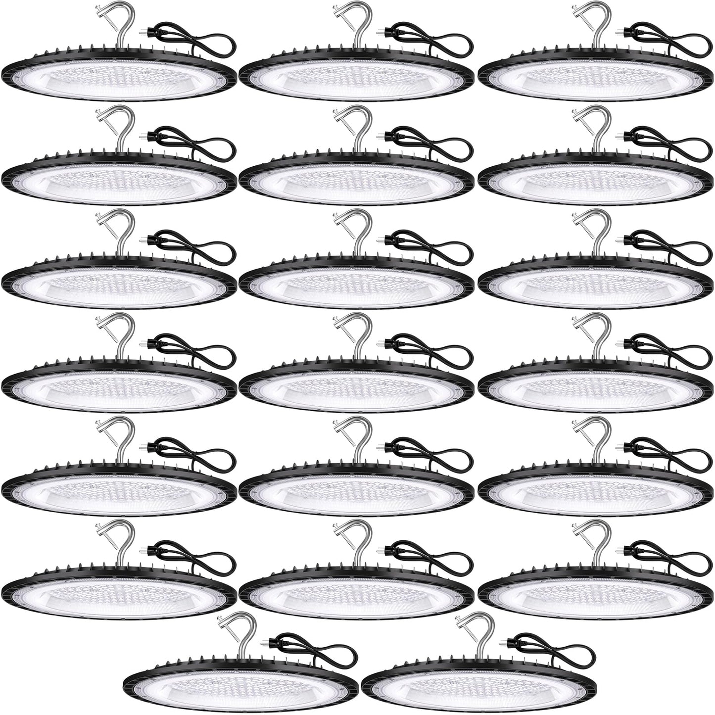 YANYCN 20 Pack 200W UFO Led High Bay Light Fixture,120VAC,30800LM,5000K Daylight Commercial Shop Bay Lighting,[850W MH/HPS Equiv.] US Plug Area Lighting for Warehouse/Barn/Gym/Factory/Workshop