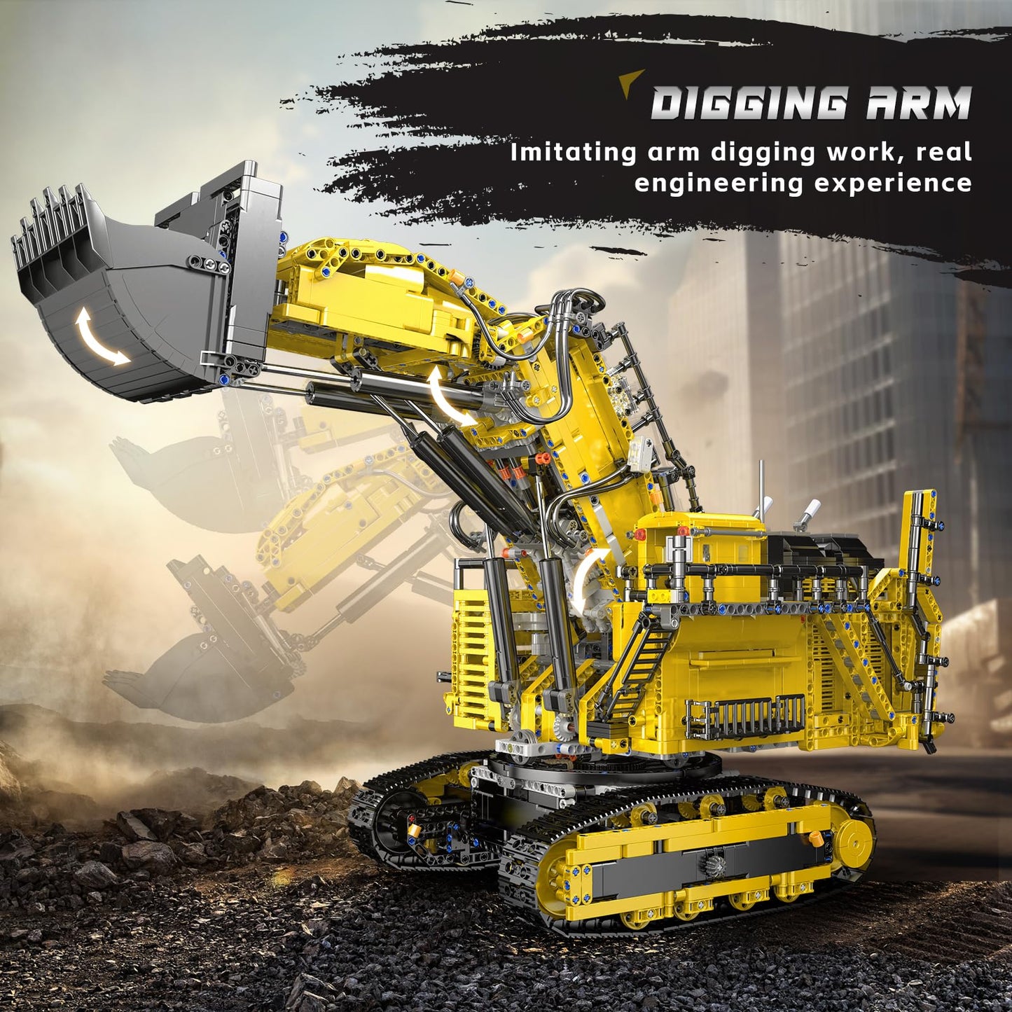 Mould King 17070 RC Excavator Building Set for Adults, 4767 Pieces Truck Construction Vehicle Model, APP Remote Control Truck with Engines, STEM Engineering Toys