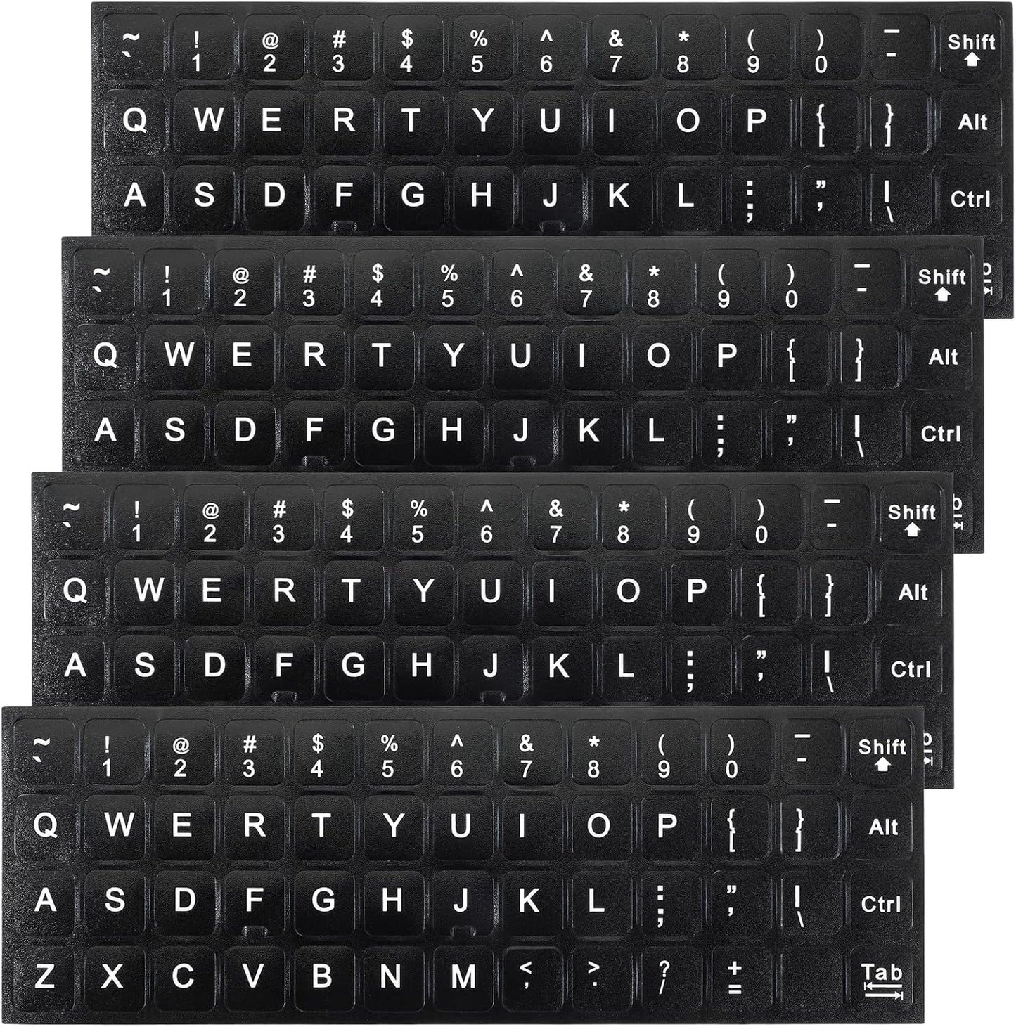 Josojoou 4PCS Keyboard Letter Stickers, Ultra-Clear Black Background with White Text Laptop Keyboard Stickers