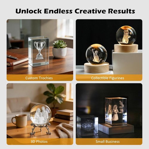 K9 Crystal | Clear Blank Blocks for Inner Laser Engraving - 2.36 Inch with Stand, High Clarity for 3D UV Engraving