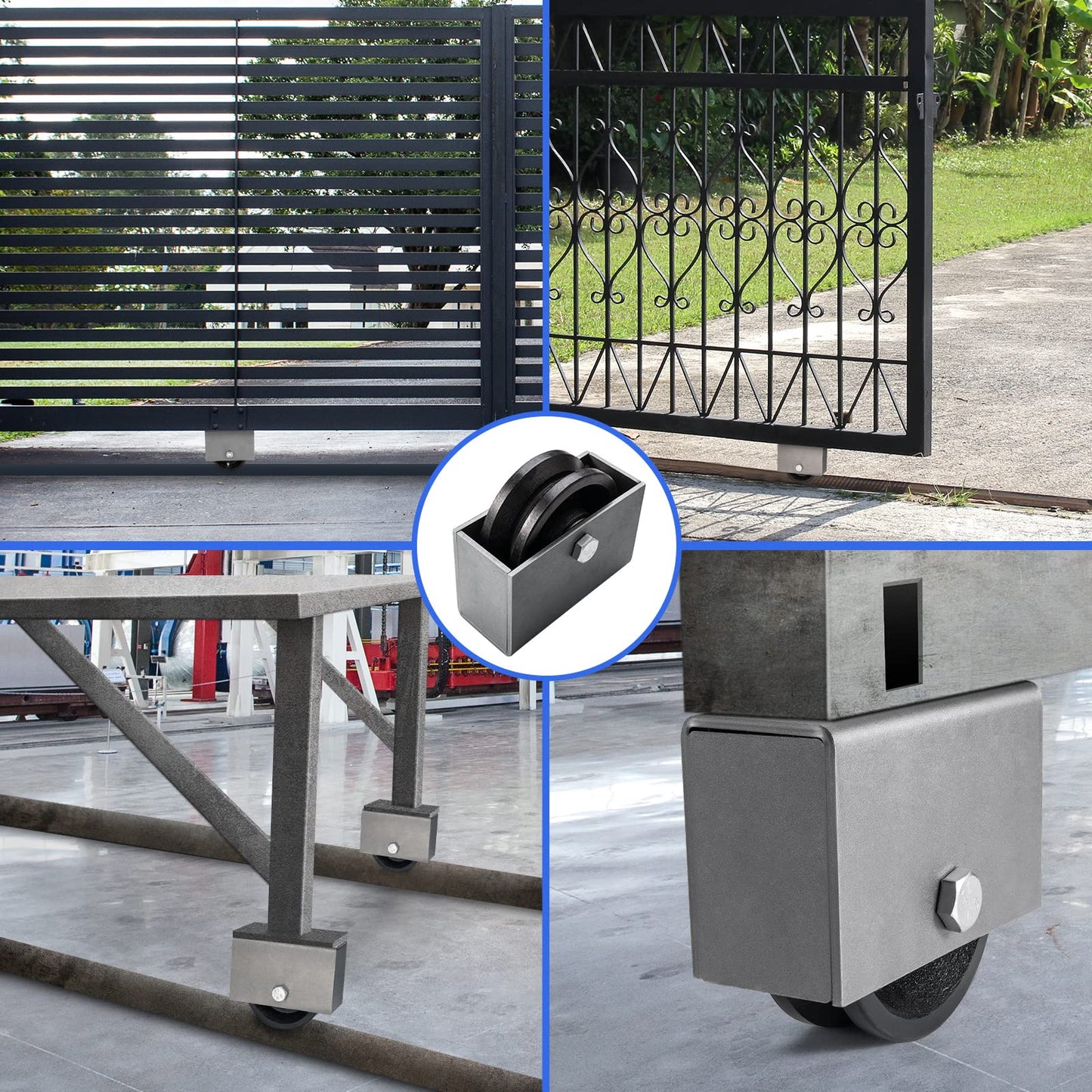 Handsammu 4"x 1.5" V-Groove Wheel with Box - cast Iron Wheel,Capacity up to 600 Lb. Use for Slide Gate,Rolling Door with V-Track（1 Wheel with Box）