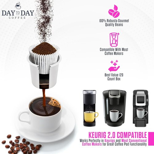 Day To Day Coffee French Roast Coffee Pods - 120 Count | Compatible with Keurig K-Cup Brewers