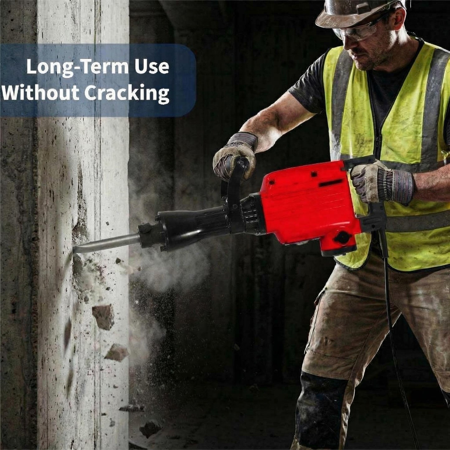 3600W Electric Demolition Jack Hammer, 1900 BPM Heavy Duty Jack Hammer Concrete Breaker, 2pcs Chisel w/Gloves & 360°C Swiveling Front Handle for Trenching and Breaking Holes