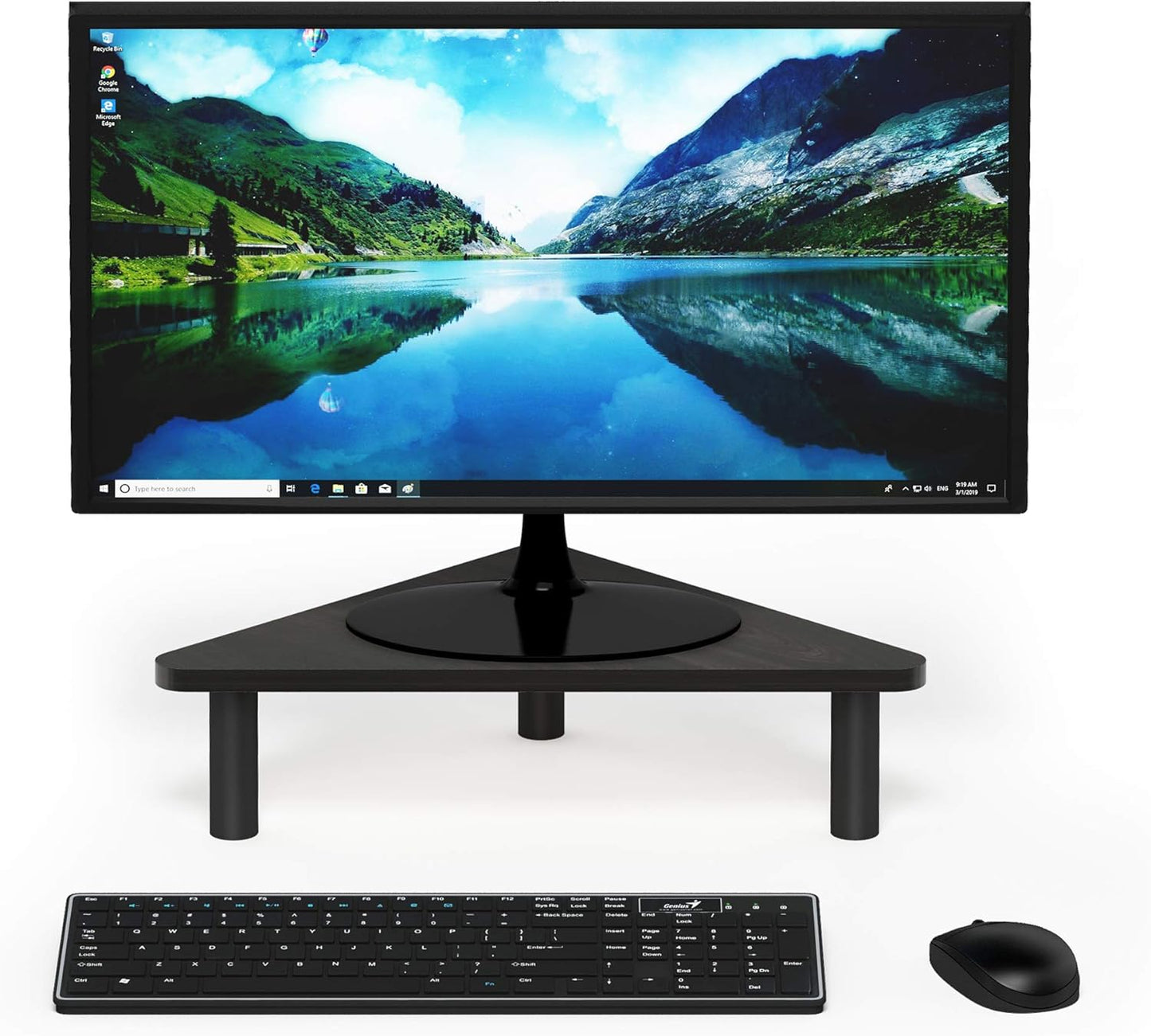 19.6" Furinno TURN-N-TUBE Monitor Stand Riser, Wide Triangle Corner Monitor Riser, Laptop Stand for Desk, Office Desk