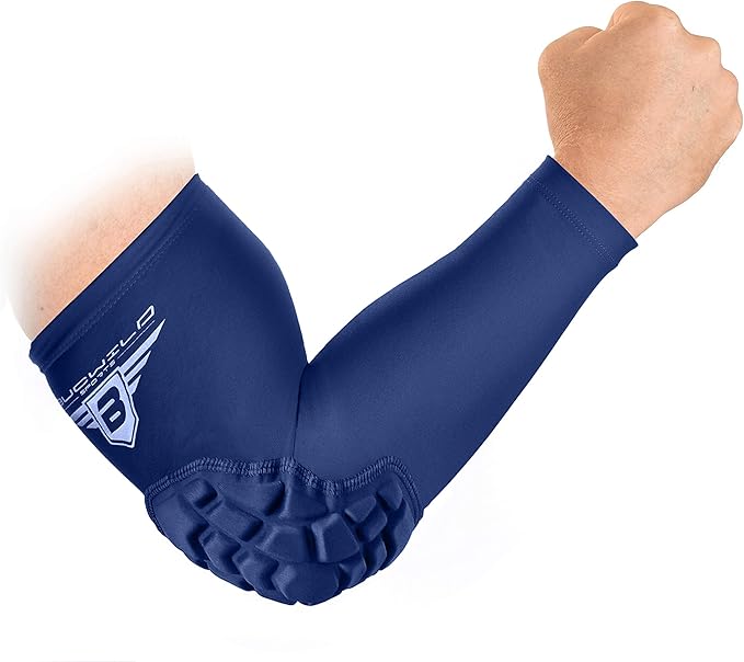 Bucwild Sports B Padded Elbow Arm Sleeves for Basketball Football Volleyball Youth & Adult Size Pads (1 Pair)