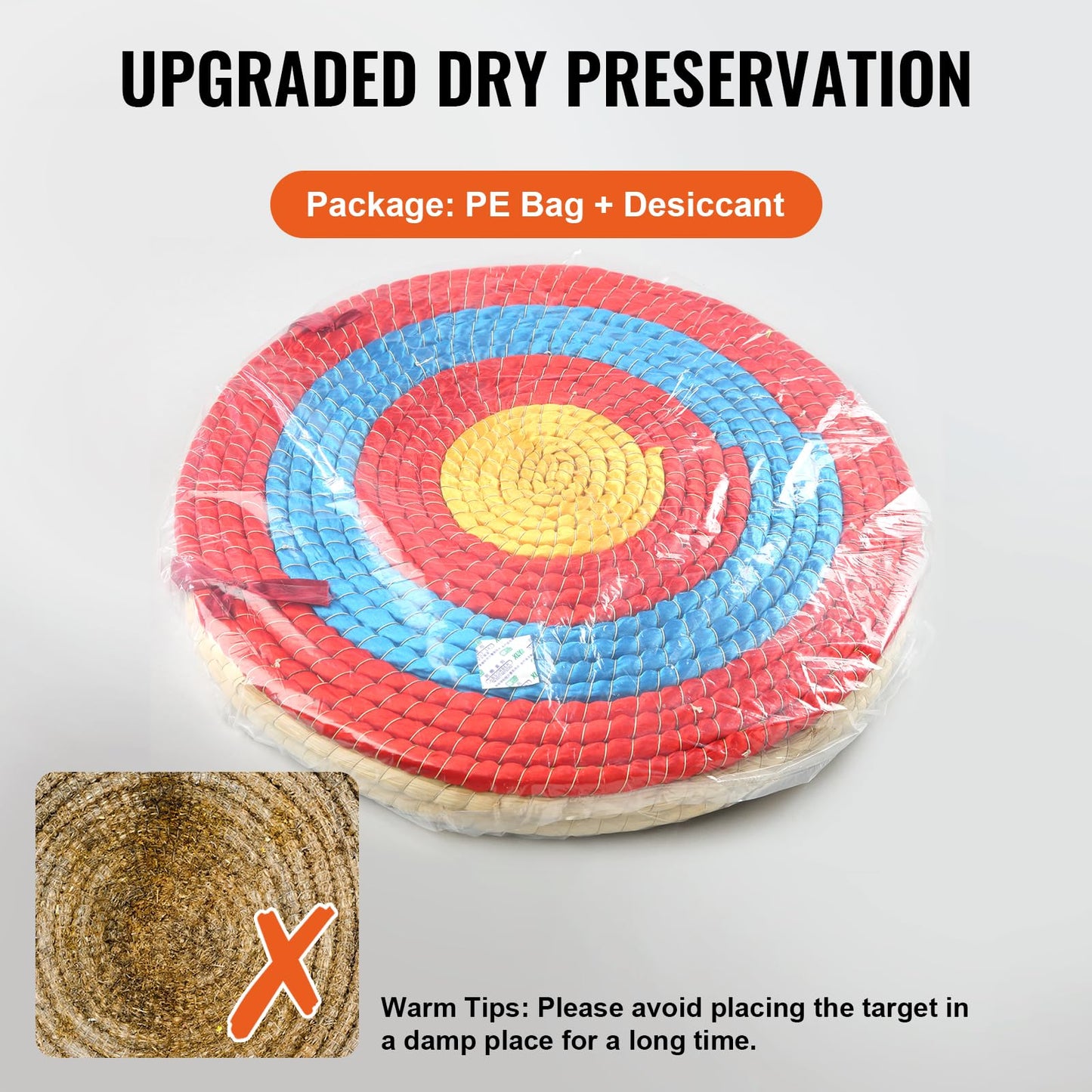 VEVOR Straw Archery Targets, 20" Round Archery Target for Backyard, Traditional Solid Straw, Red