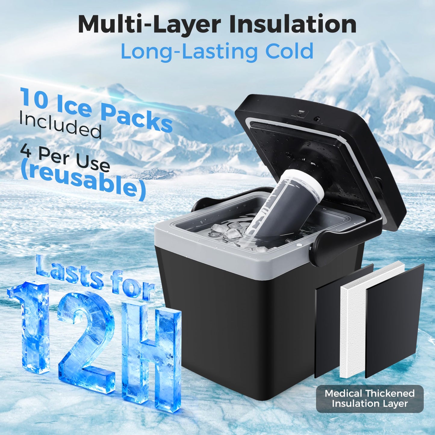FUPTOS Cold Therapy Machine, Portable Ice Machine for Knee After Surgery with Adjustable Modes & Quiet Pump, for Shoulder Ankle Pain Relief, Cryotherapy Machine Post Surgery Recovery
