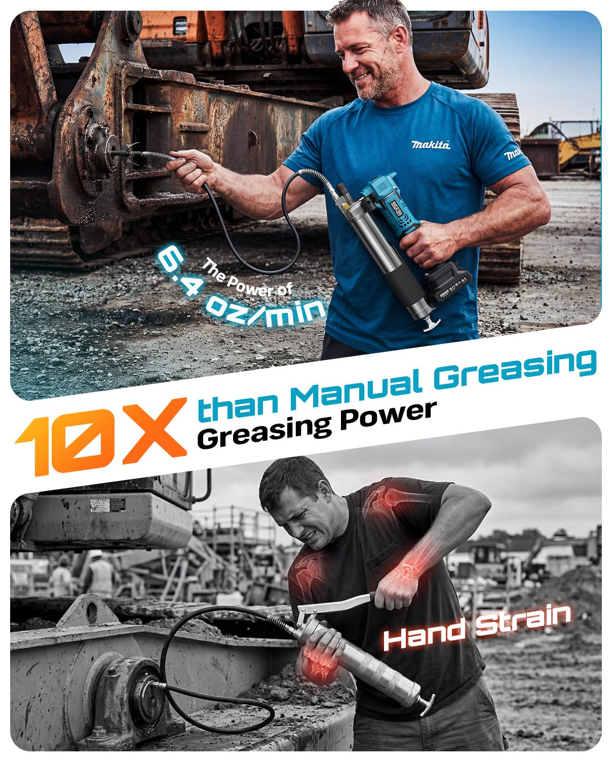 Seesii Electric Cordless Battery Grease Gun -10000 PSI with Quick-Release Coupler, 6.4 oz/min, 39.4" Flex Hose & 2 Batteries, Grease Guns for Truck, Car, Tractor,2026 Upgraded