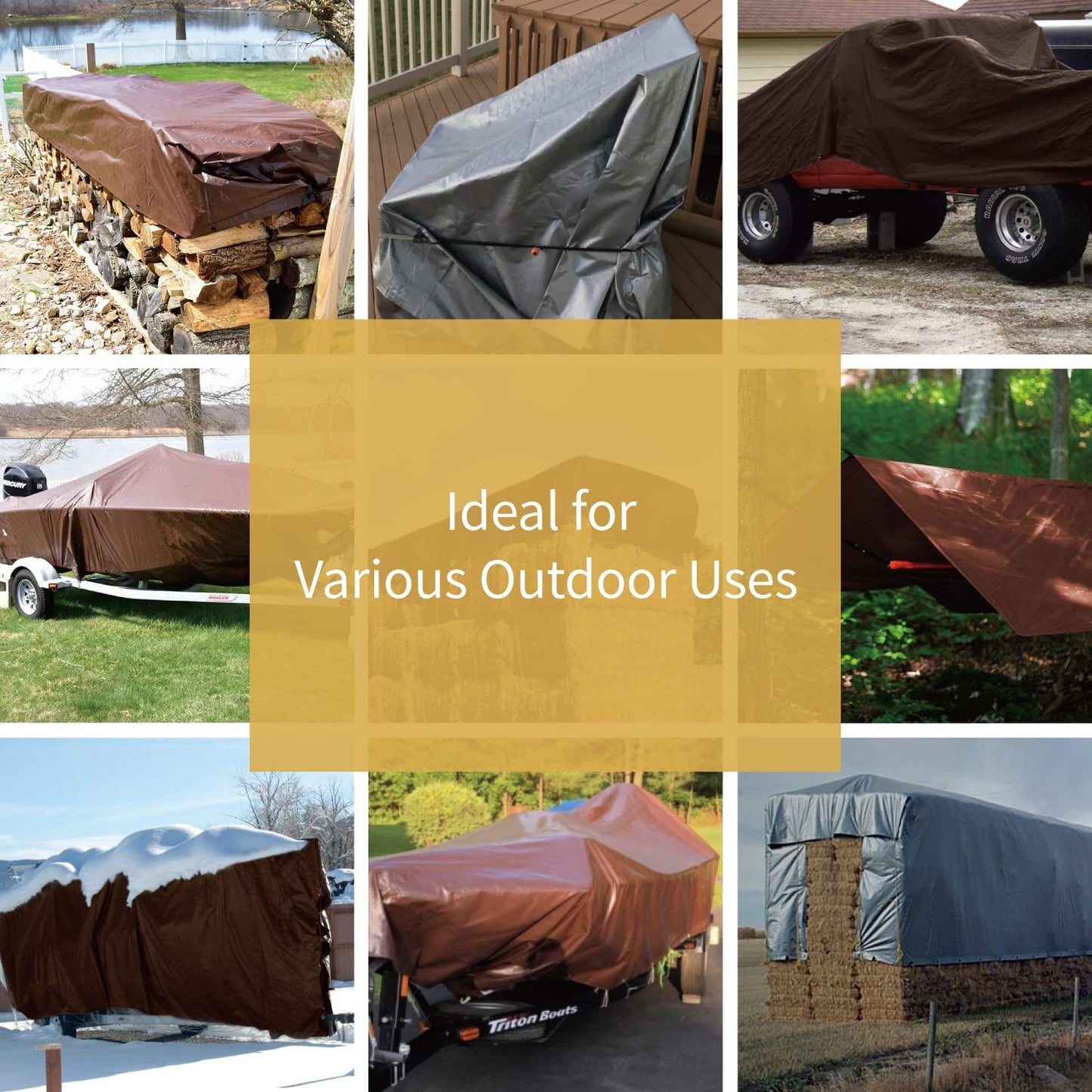 GUARD SHIELD Tarps Heavy Duty Waterproof 20x40 Feet Brown/Bright Silver Poly Tarp Cover Square Outdoor Thick UV Resistant Tarpaulin with Grommets 10mil