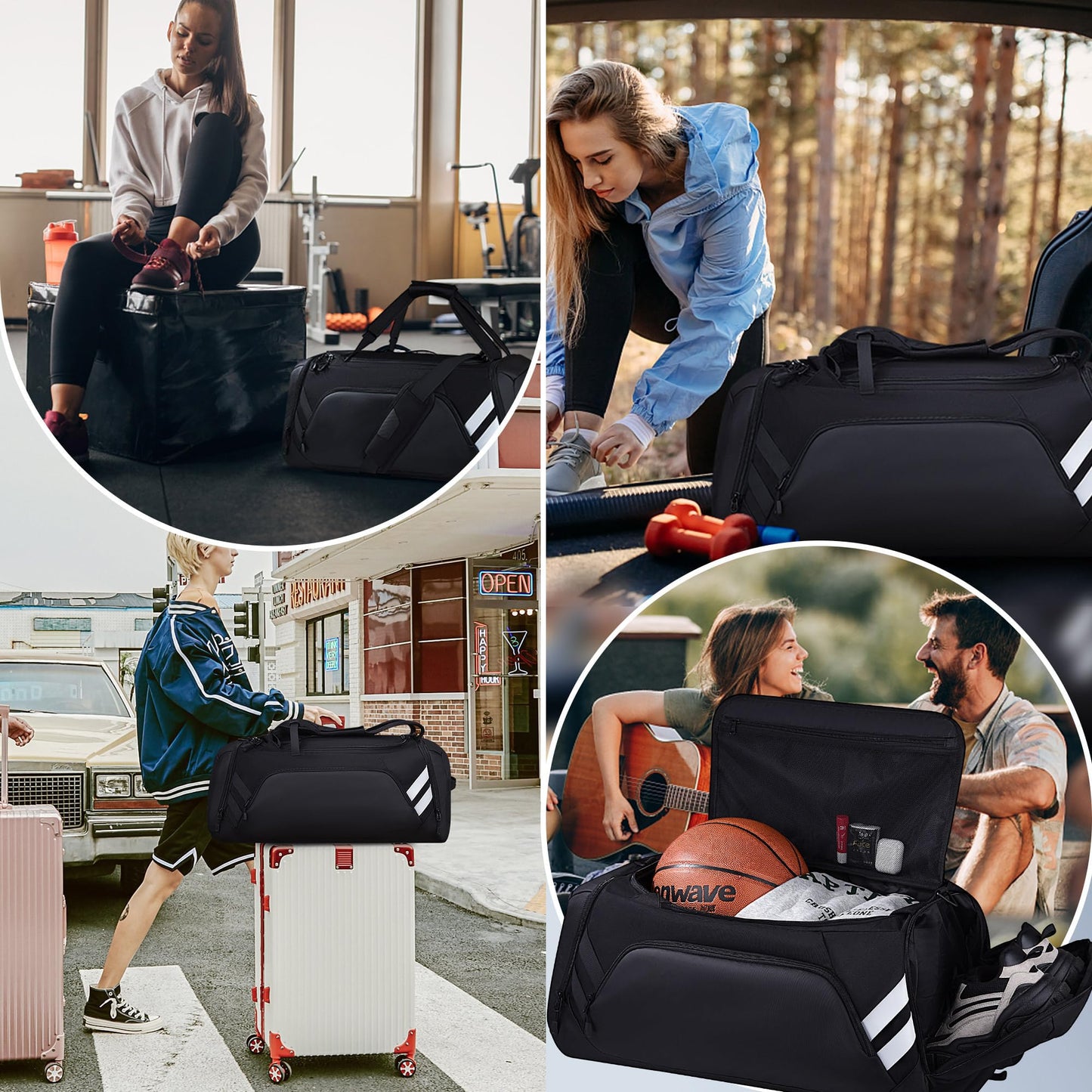 WOLFILIST Gym Bags for Men/Women, 58L Large Sports Travel Duffel Bag with Shoes Compartment & Wet Pocket, Gym Workout Backpack, Weekender Bag Overnight Backpack for Travel (58, Liters)