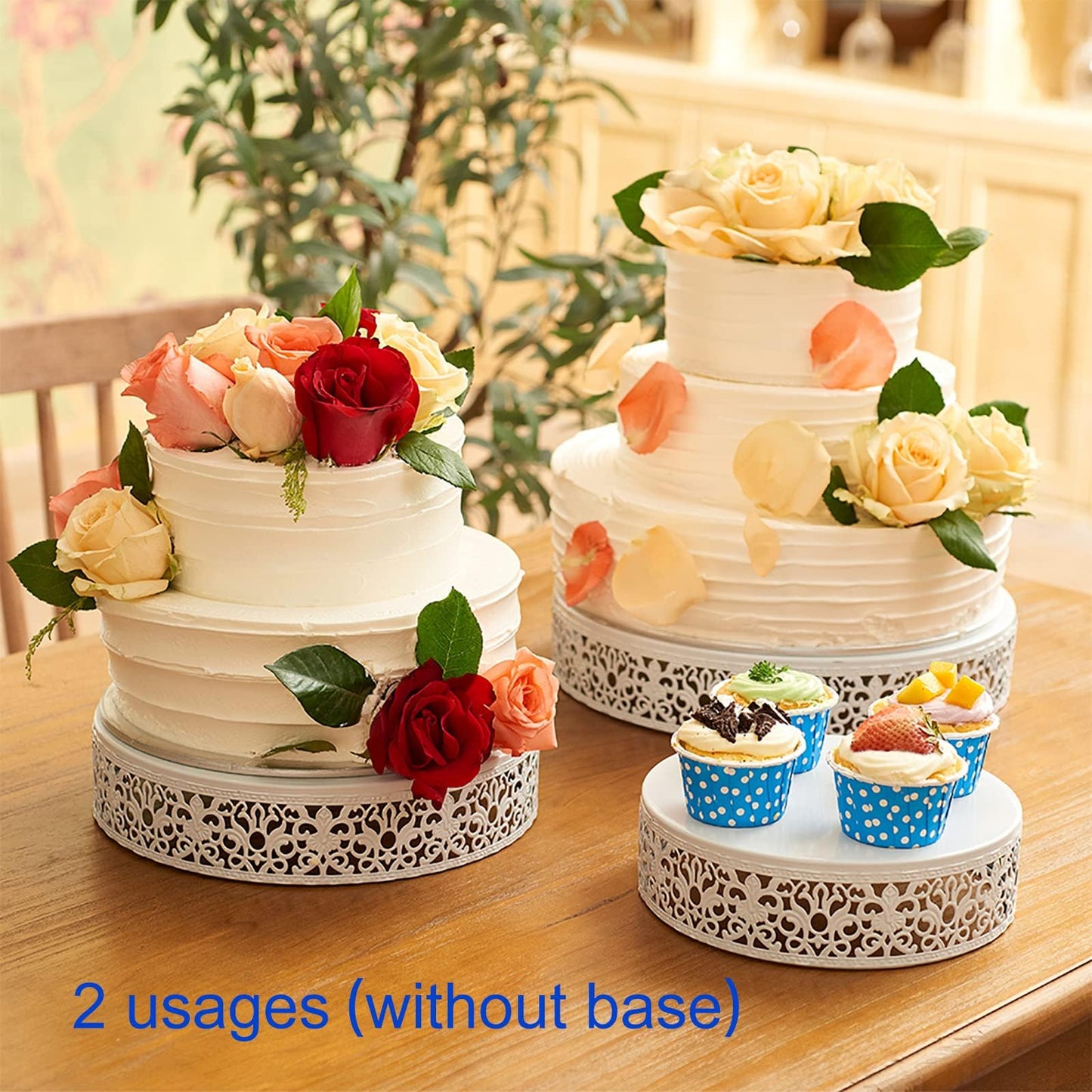 weharnar White Cake Stand Set - 3 Pcs Metal Cupcake Holders for Dessert Table Round Gorgeous Dessert Display Stands Trays Set for Wedding, Birthday, Tea Party