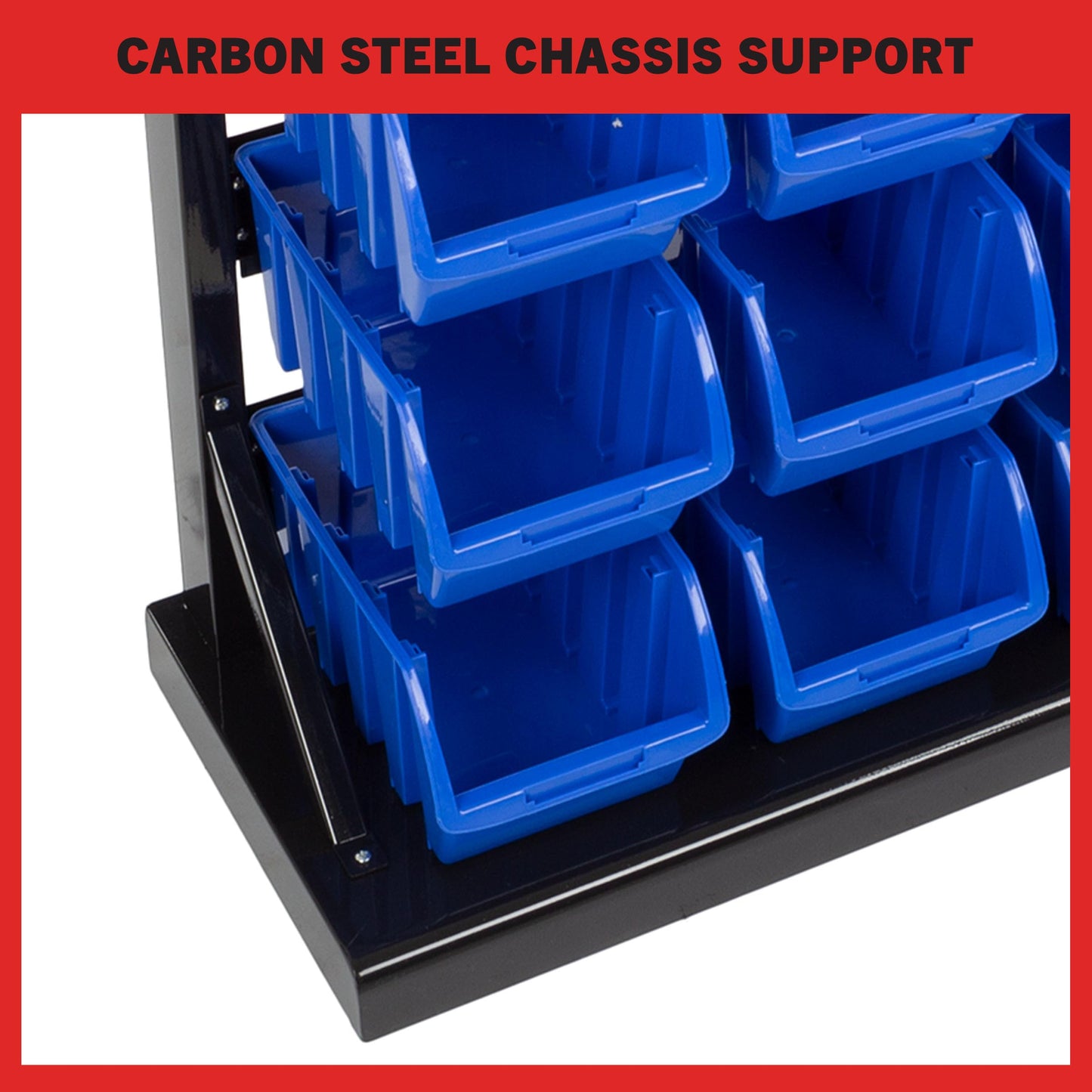 47-Bin Garage Organization Rack (15 Large, 32 Small) - Tabletop or Wall Mount Steel Rack with Removable Stackable Garage Storage Bins, Small Parts Organizer for Hardware or Office Supplies by Stalwart