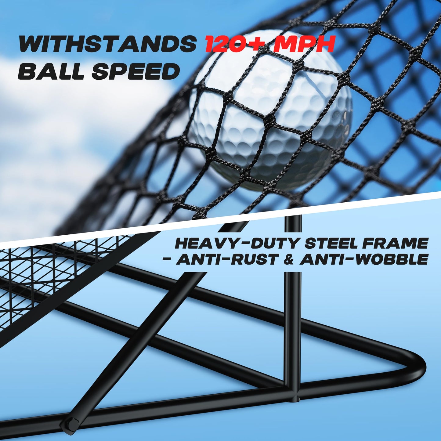 MR Golf Hitting Net 10’x10’ with Side Barriers, Extra Large Golf Practice Net with Ball Return System, Golf Simulator