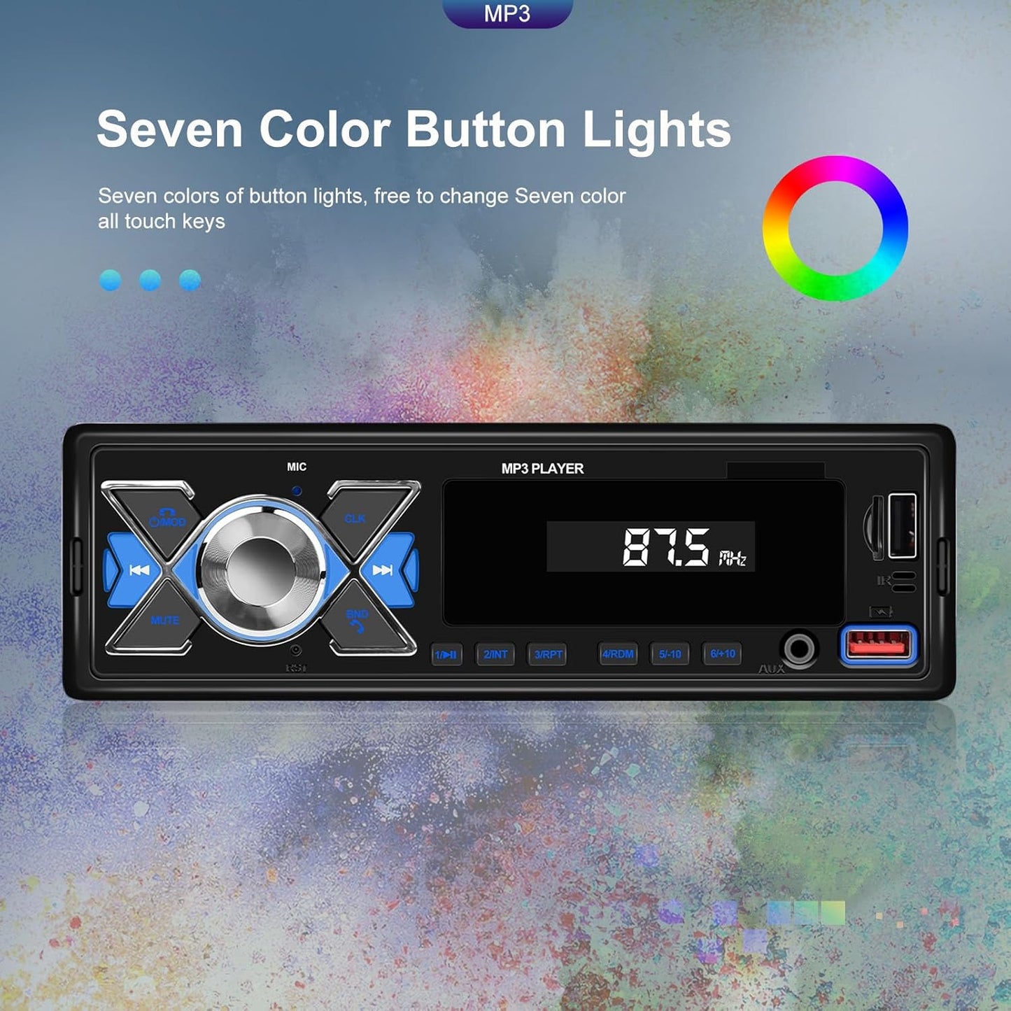 CAMECHO MP3 Single Din Car Stereo Bluetooth Audio Digital Media Receiver with USB Port FM Radio, Player, EQ, APP