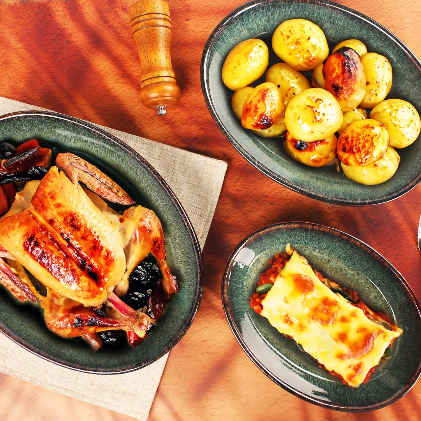 LIUYWYHCF Oval 9.5 x 7 Inch Ceramic Pie Pan Quiche Baking Dish Set of 2, 22 Ounces Non-Stick Pie Dish Quiche Pan, Tart, Pot Pies, Dessert, Pie Plate for Apple, Oven, Dishwasher and Microwave Safe
