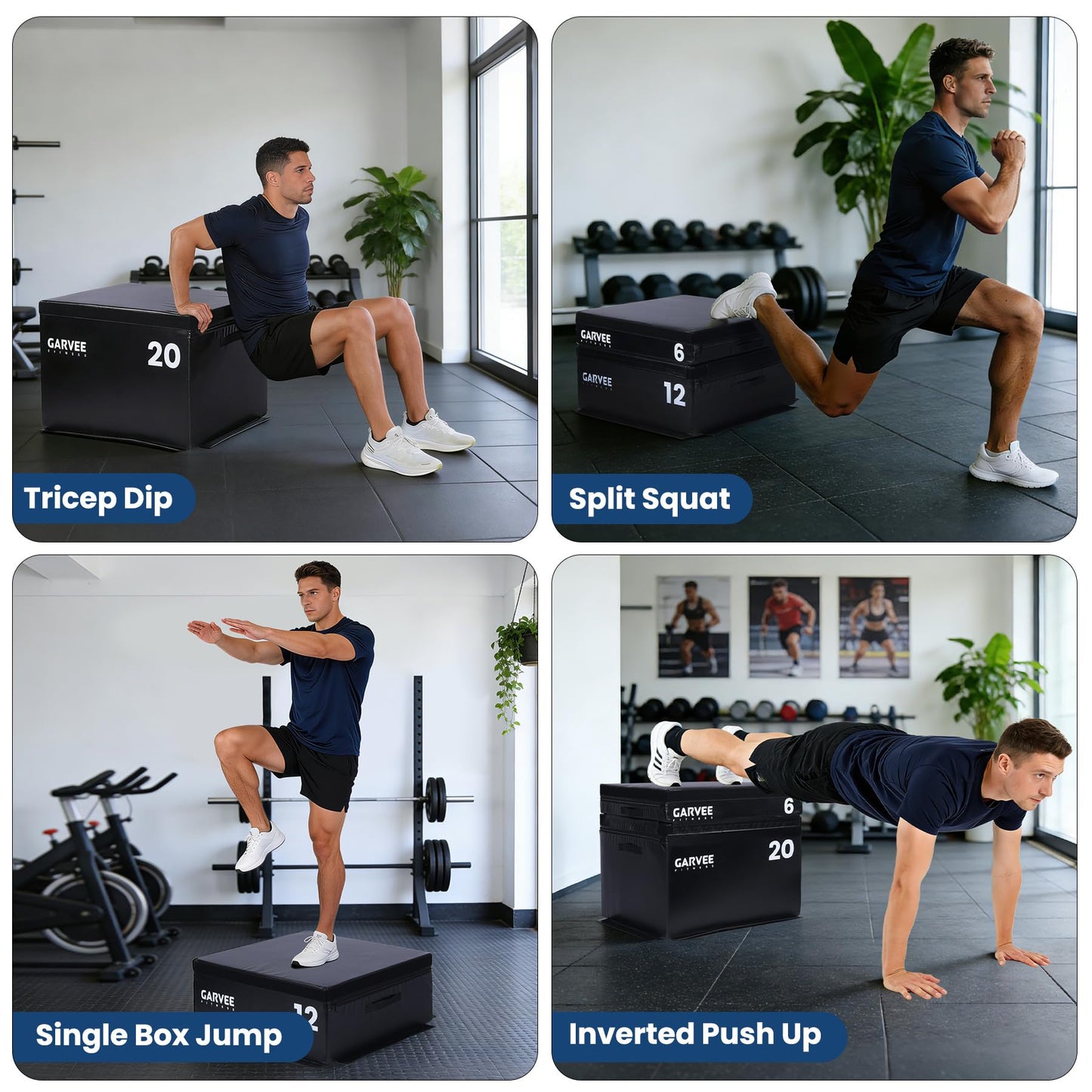 Garvee Stackable Plyo Box 20 Inch, Adjustable Plyometric Jump Box, Soft Foam Step Up Boxes for Home Gym Workouts, Soft Plyo Box for Professional Strength, HIIT, Step-Ups, and Agility Training