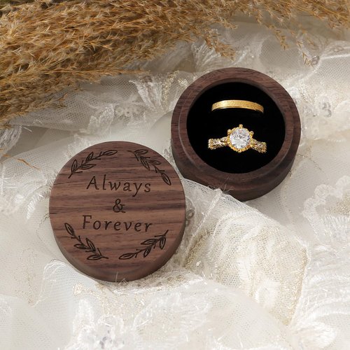 Drnilui Ring Box, Wooden Ring Boxes and Ring Holder Portable Jewelry Case Premium Gift for Weddings, Engagements, Anniversaries, and Birthdays