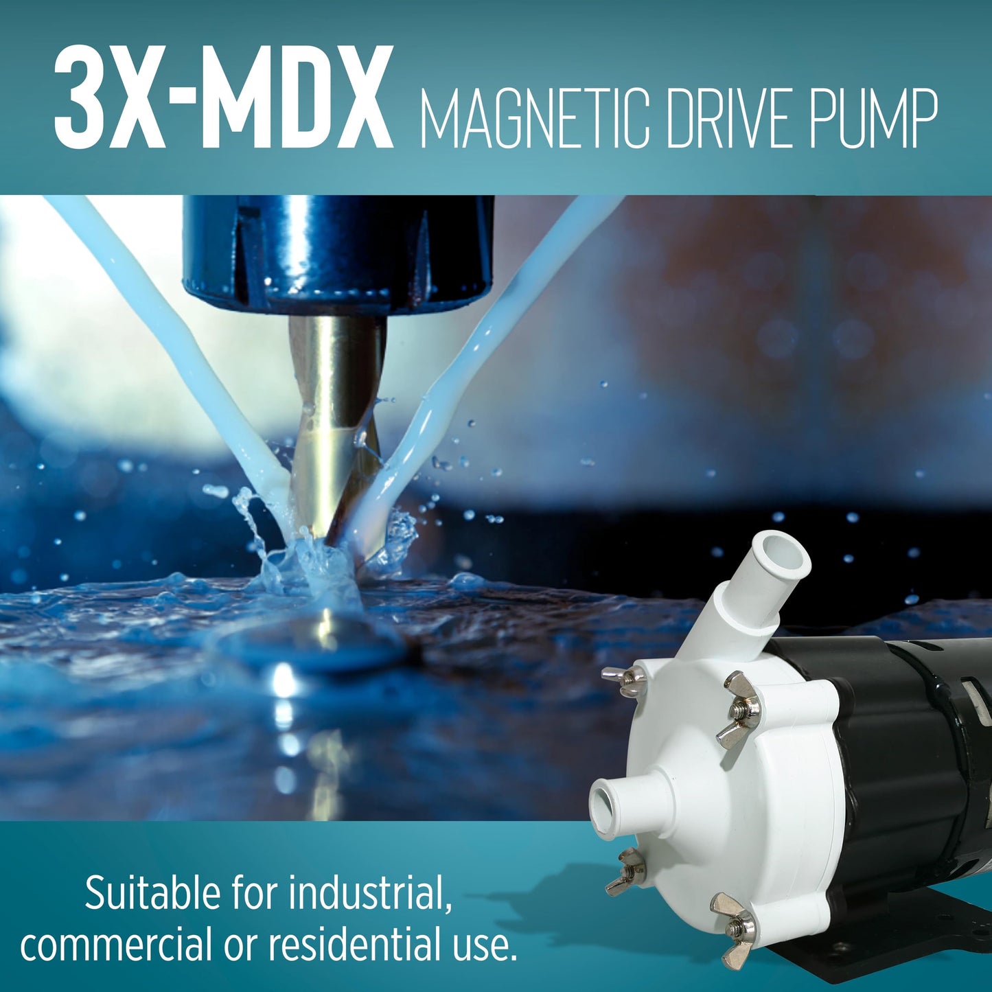 Little Giant 3X-MDX 115-Volt, 1/50 HP, 348 GPH Magnetic Drive Mildly Corrosive Chemical Transfer Pump, 6-Foot Power Cord, Black/White, 581030