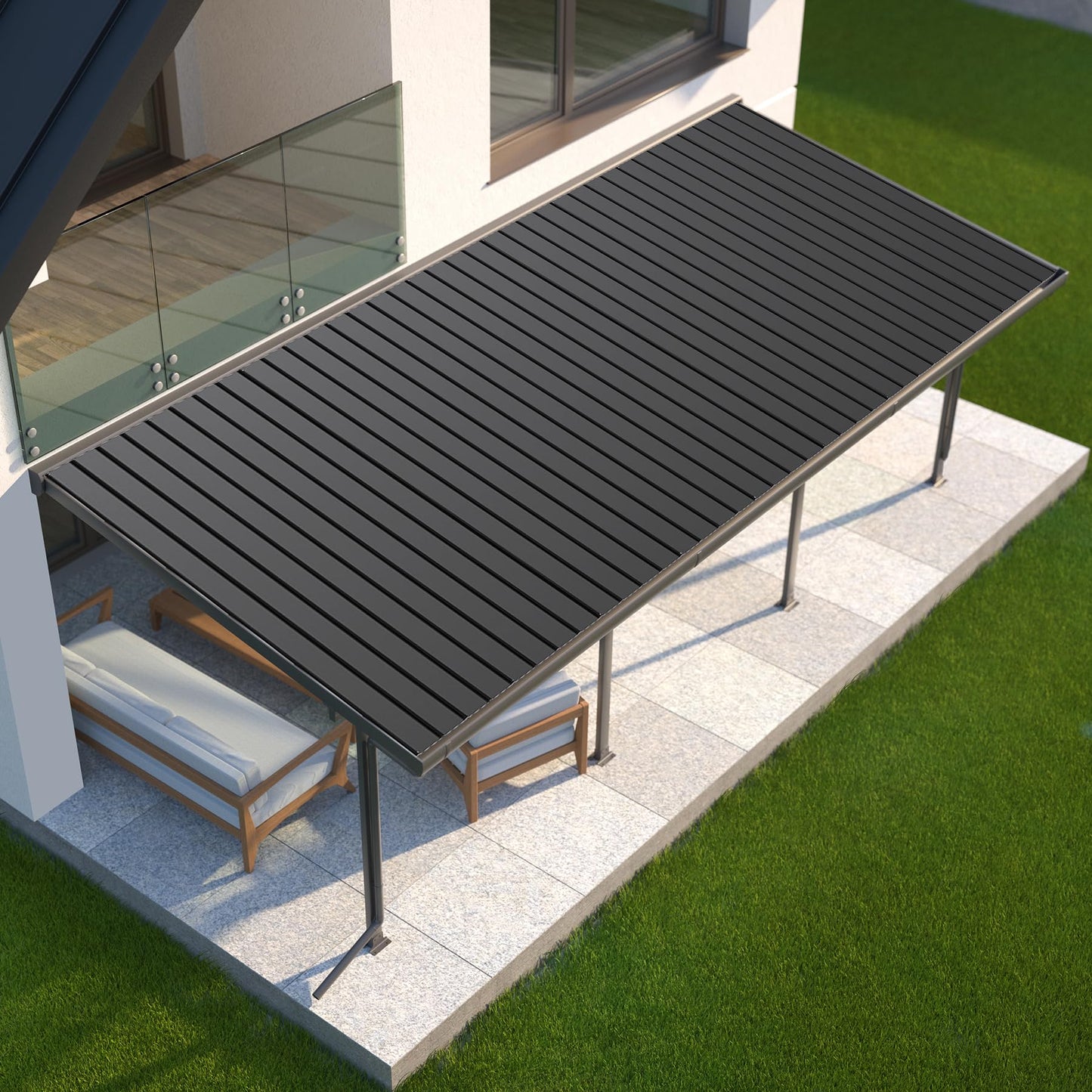 Domi 20 PCS Metal Roofing Panels, Galvanized Steel Corrugated Roof Panels Waterproof Heavy Duty Metal Siding Panels with Screws for Pergola Gazebo Garage Sheds Mobile Home (Grey)
