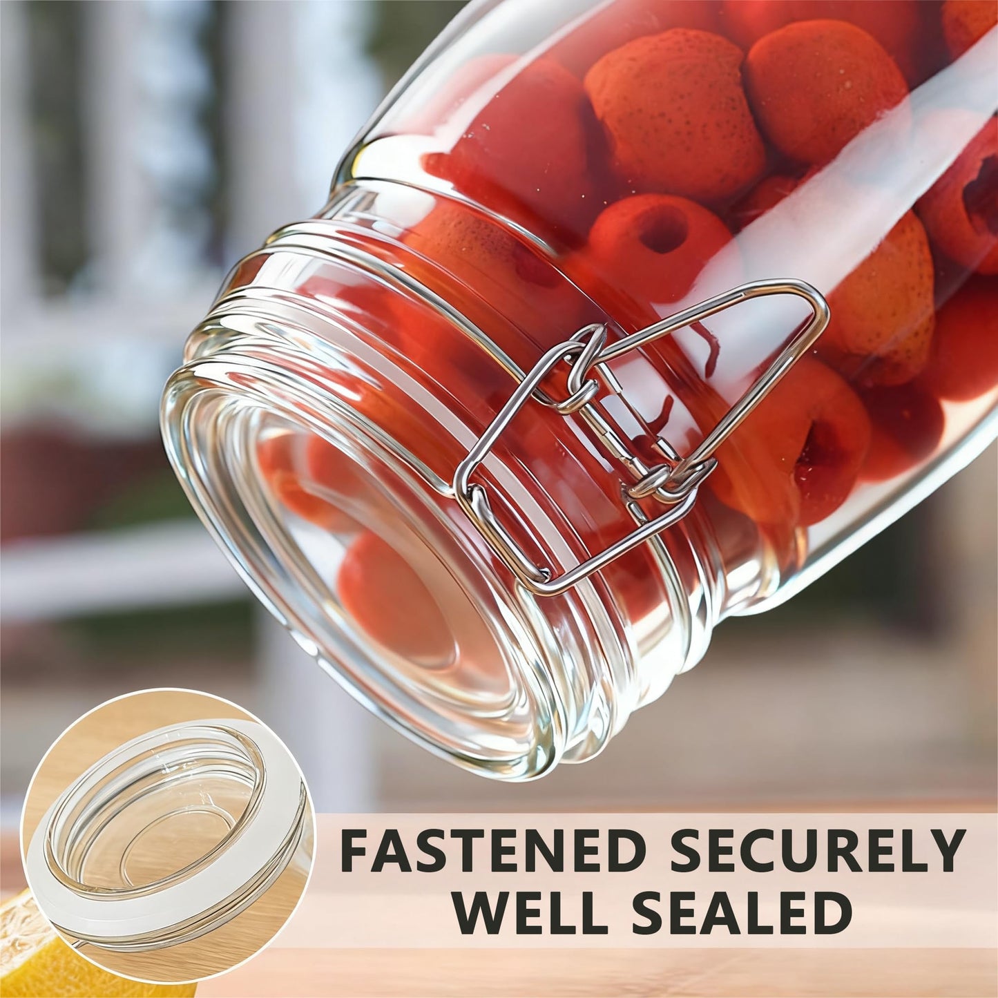 TAOUNOA 4PCS Glass Jars with Airtight Lid, 34 OZ Mason Jars Wide Mouth, Glass Pickling Jars for Canning & Fermenting, Mason Storage Container for Coffee, Flour, Sugar, Pasta