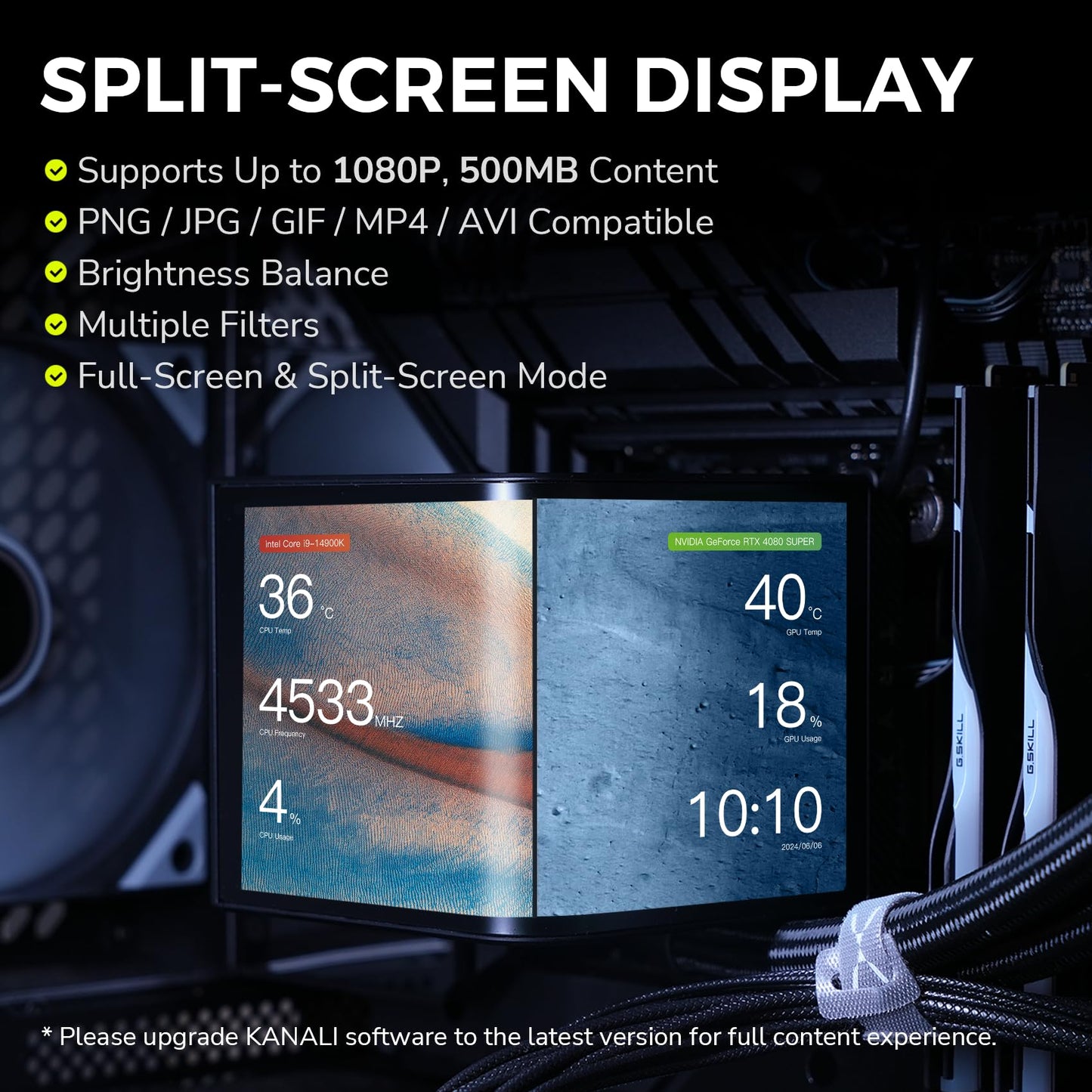 TRYX Panorama 360 ARGB 360mm AIO 6.67'' AMOLED Curved Screen 3D Anamorphic Effect Display Customizable AIO Cooler 360mm Asetek 8th Gen V2 320w TDP Pogo-Pin ARGB Fan Intel LGA 1851/1700 AMD AM5/AM4