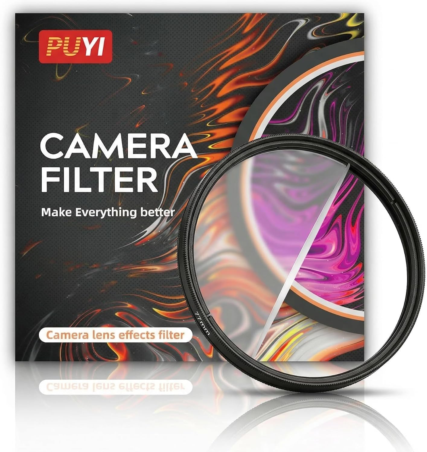 SAKUINER 82mm PUYI Split Diopter Filter Creative Half Transparent Blur Effect for Portrait & Landscape Photography