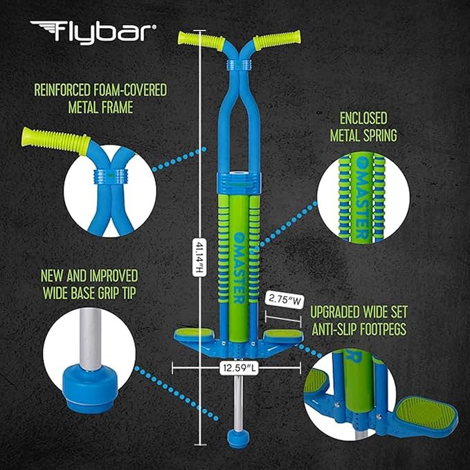 Flybar Master Pogo Stick for Kids Ages 9+, 80–160 lbs – Easy Grip Handles – Active Exercise Toy for Tweens & Teens – Outdoor Toy with Non-Slip Foot Pegs for Boys and Girls – No Assembly Needed
