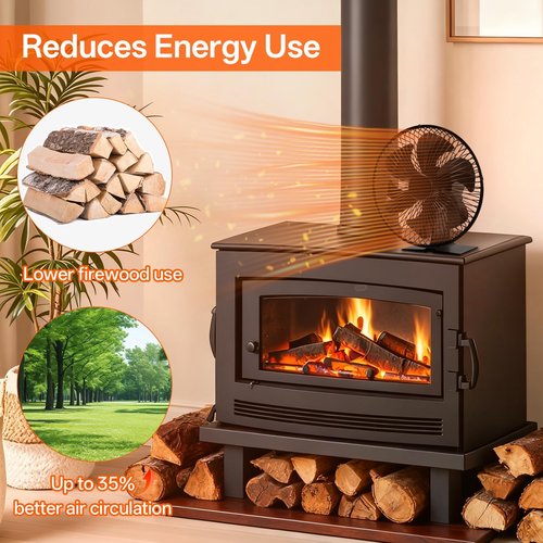 JossaColar Heat Powered Wood Stove Fan with Safety Guard | Non Electric Heat Activated Fan for Wood Burning Stove/Log Burner | Thermoelectric Fireplace Fan | Stove Accecories