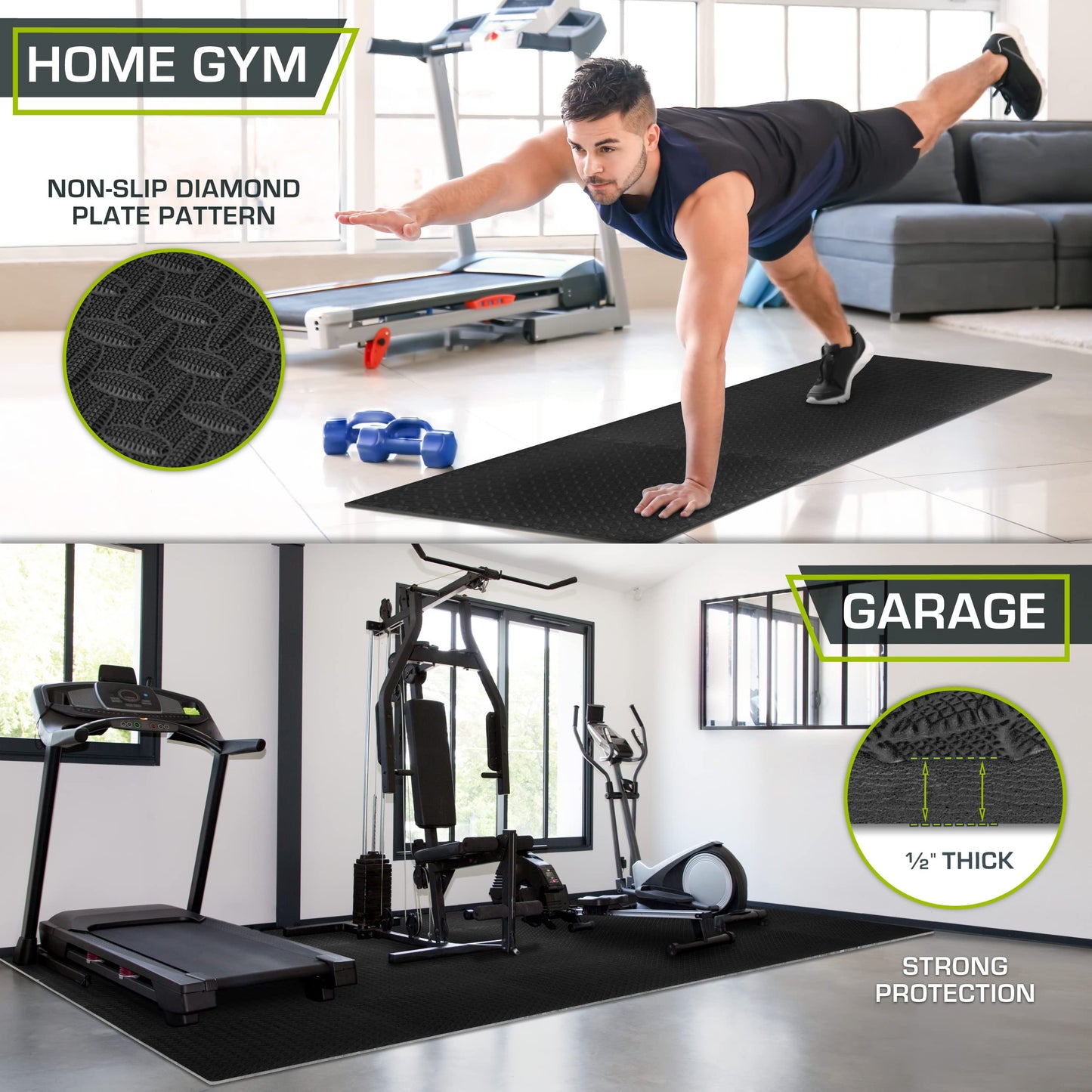 ProsourceFit Exercise Puzzle Mat ½-inch, EVA Interlocking Foam Floor Tiles for Home Gym, Workout Equipment, Kids Play Areas, Black, 144 SQ FT - 36 Tiles