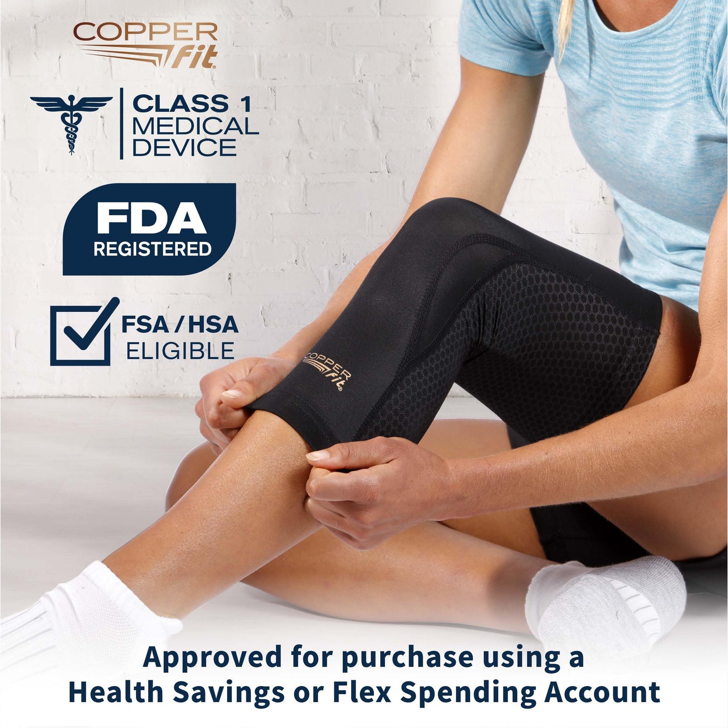 Copper Fit PRO Recovery Knee Compression Sleeve - Breathable, Second Skin Feel - Arthritis, Joint Pain, Circulation - For Men and Women (Large)