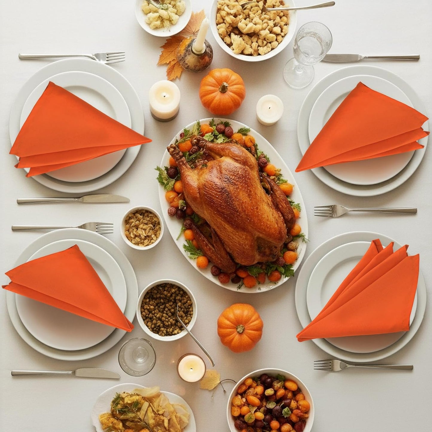 Utopia Home Cloth Napkins - Orange 12-Pack | 17x17 Inches, Perfect for Halloween, Thanksgiving & Events